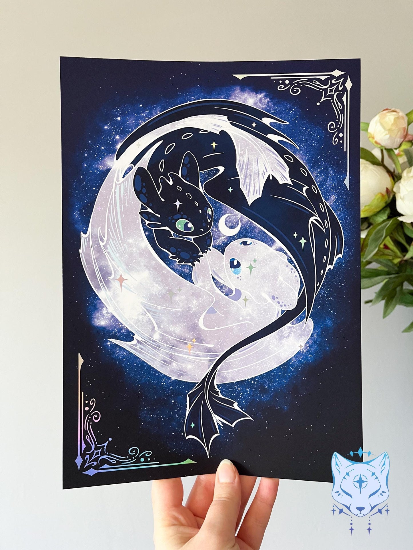 Starry Dragons - A4 Holographic Foil Art print