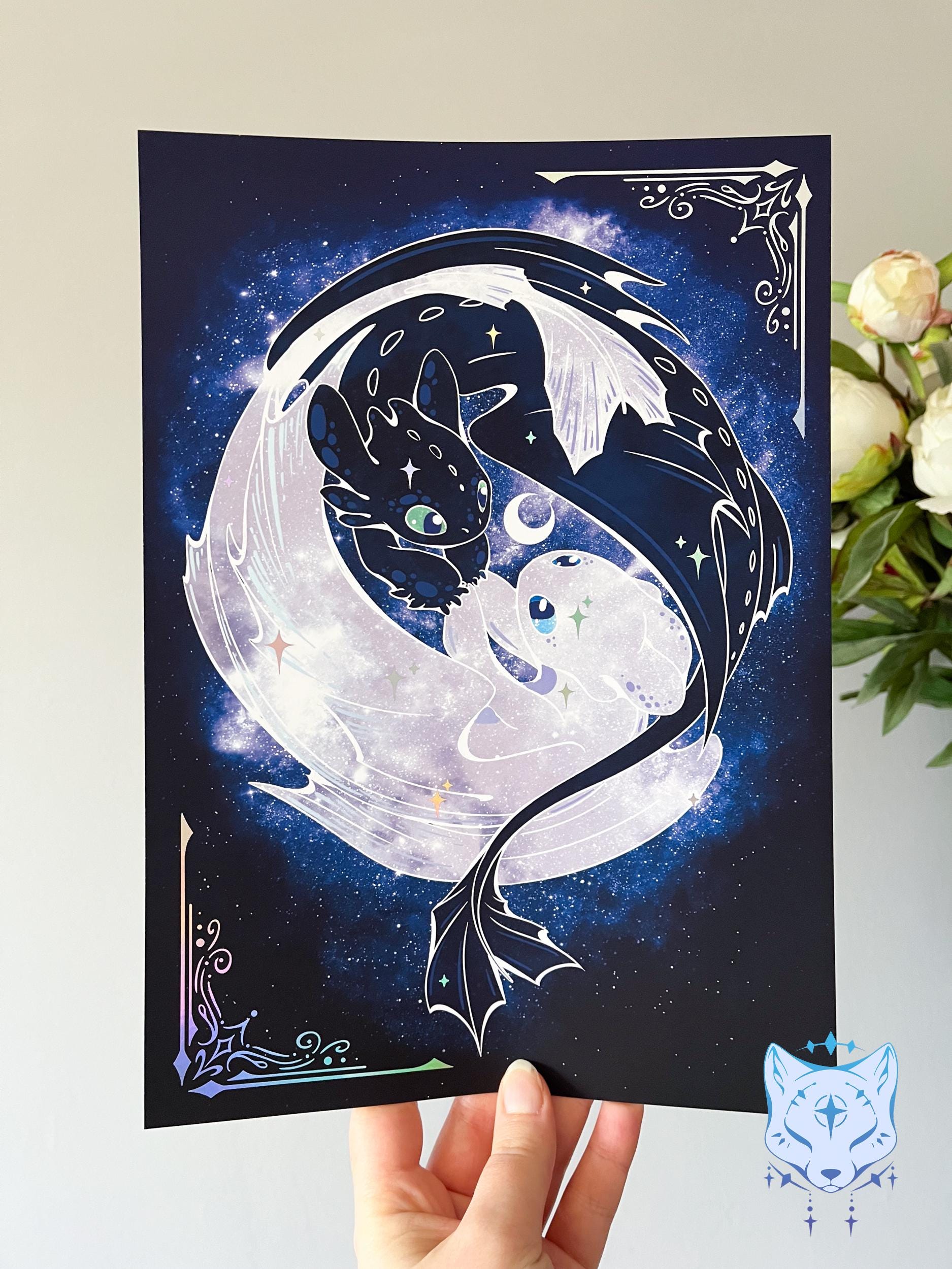 Starry Dragons - A4 Holographic Foil Art print