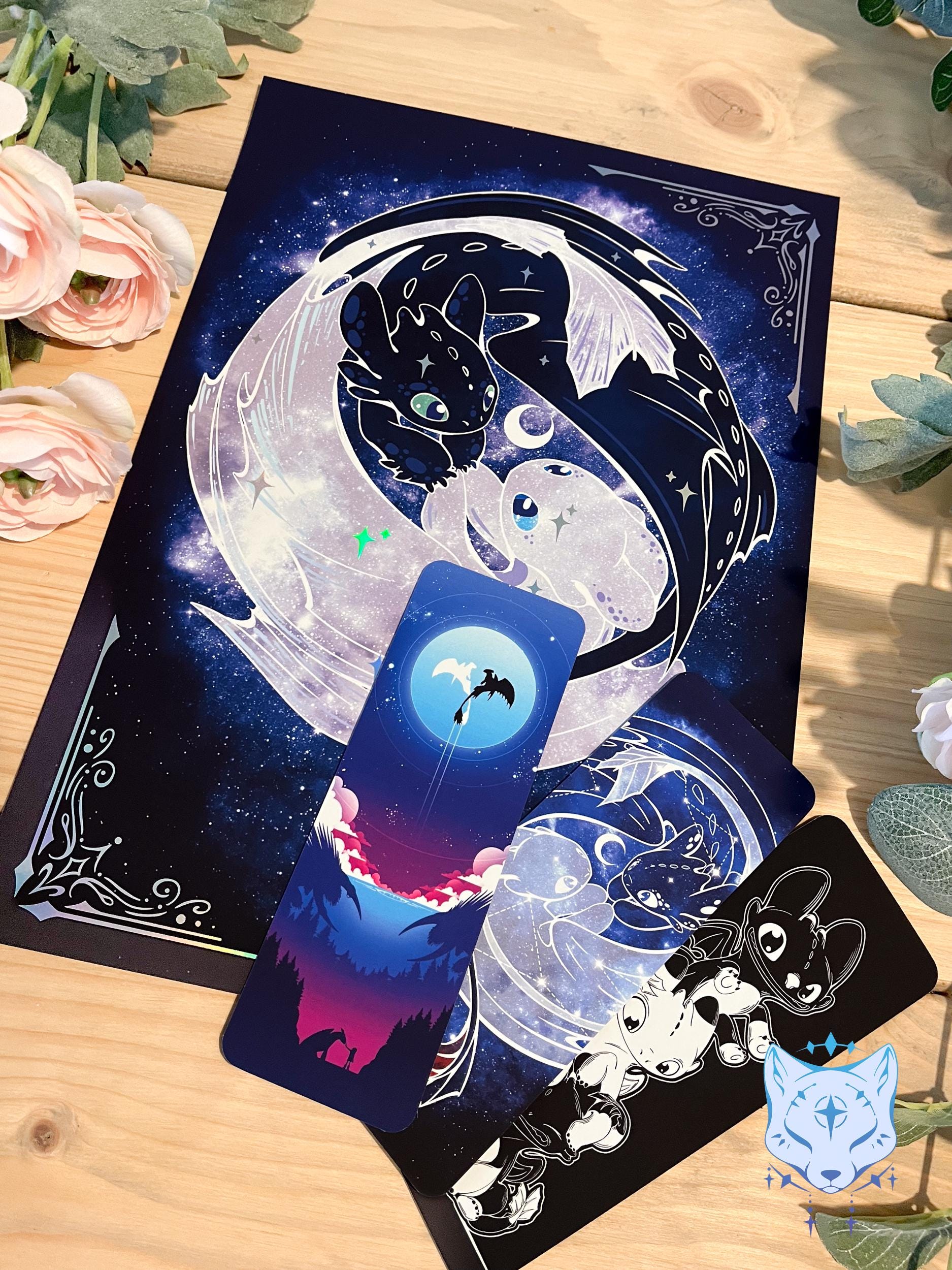 Starry Dragons - A4 Holographic Foil Art print