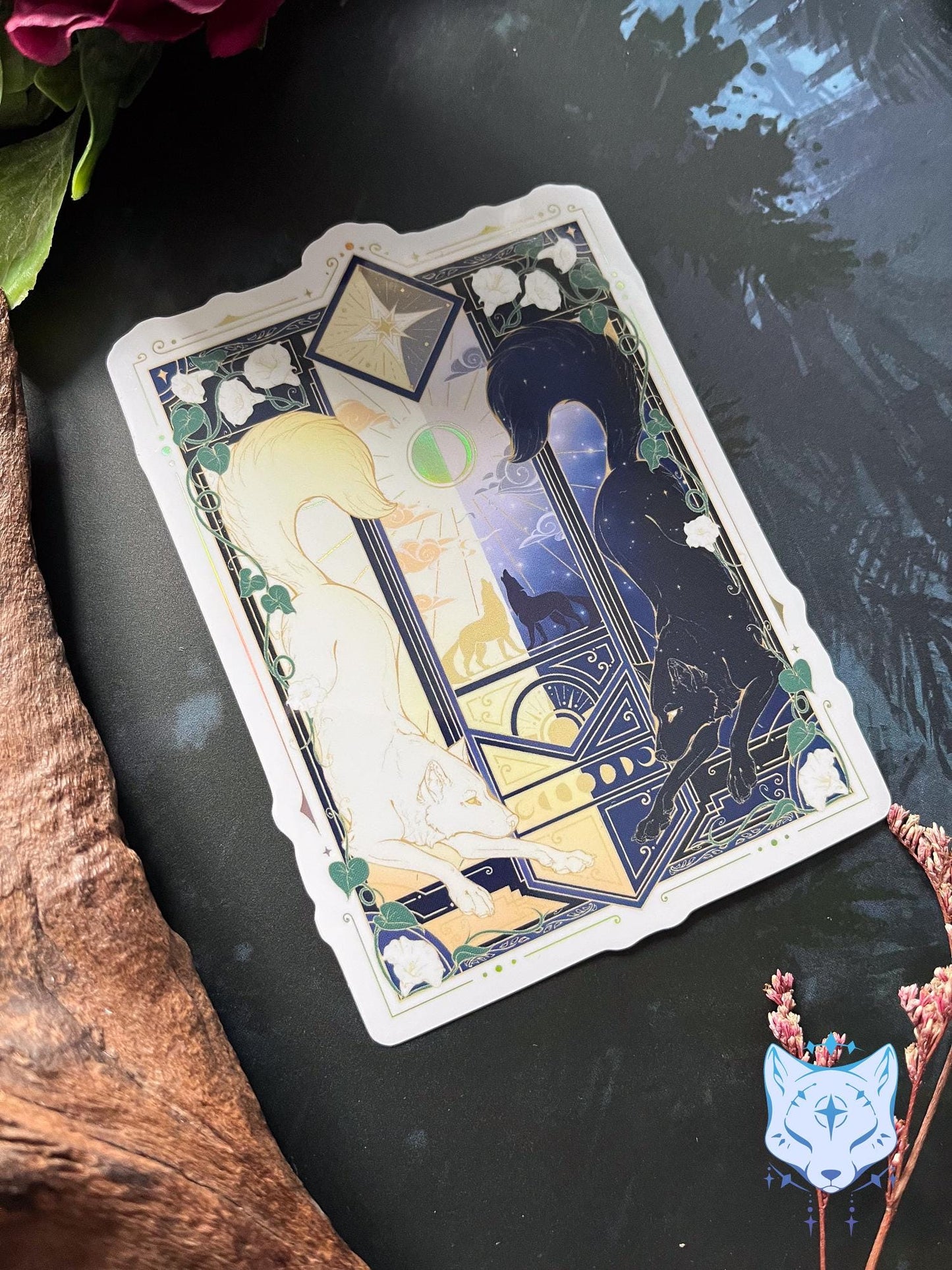 Night & Day Wolves | Holographic Stickers 11cm tall