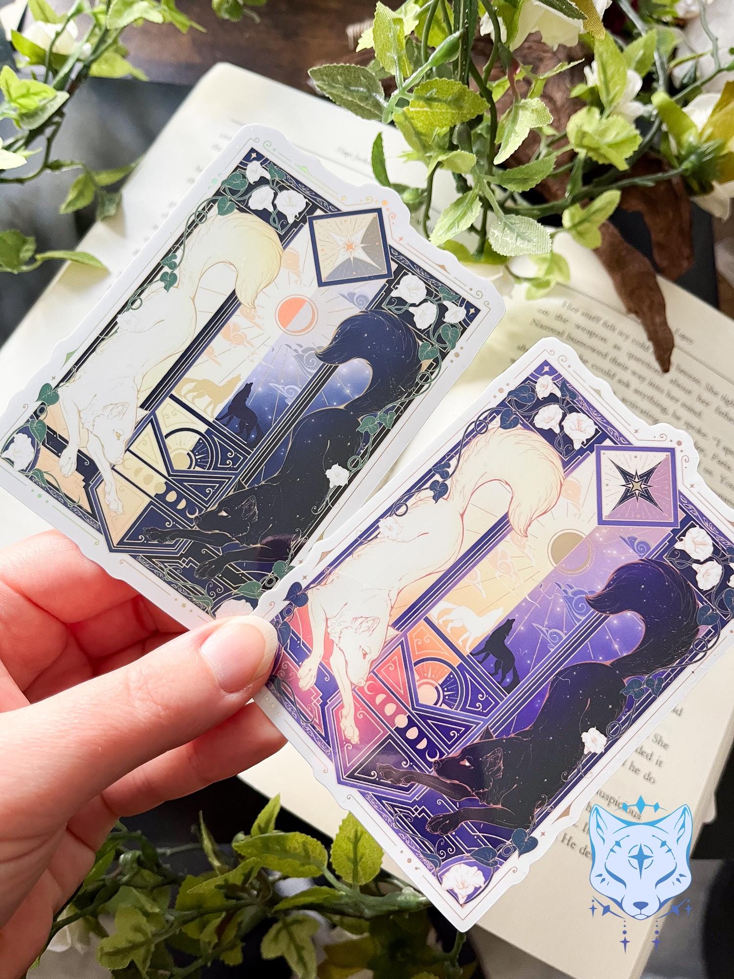 Night & Day Wolves | Holographic Stickers 11cm tall