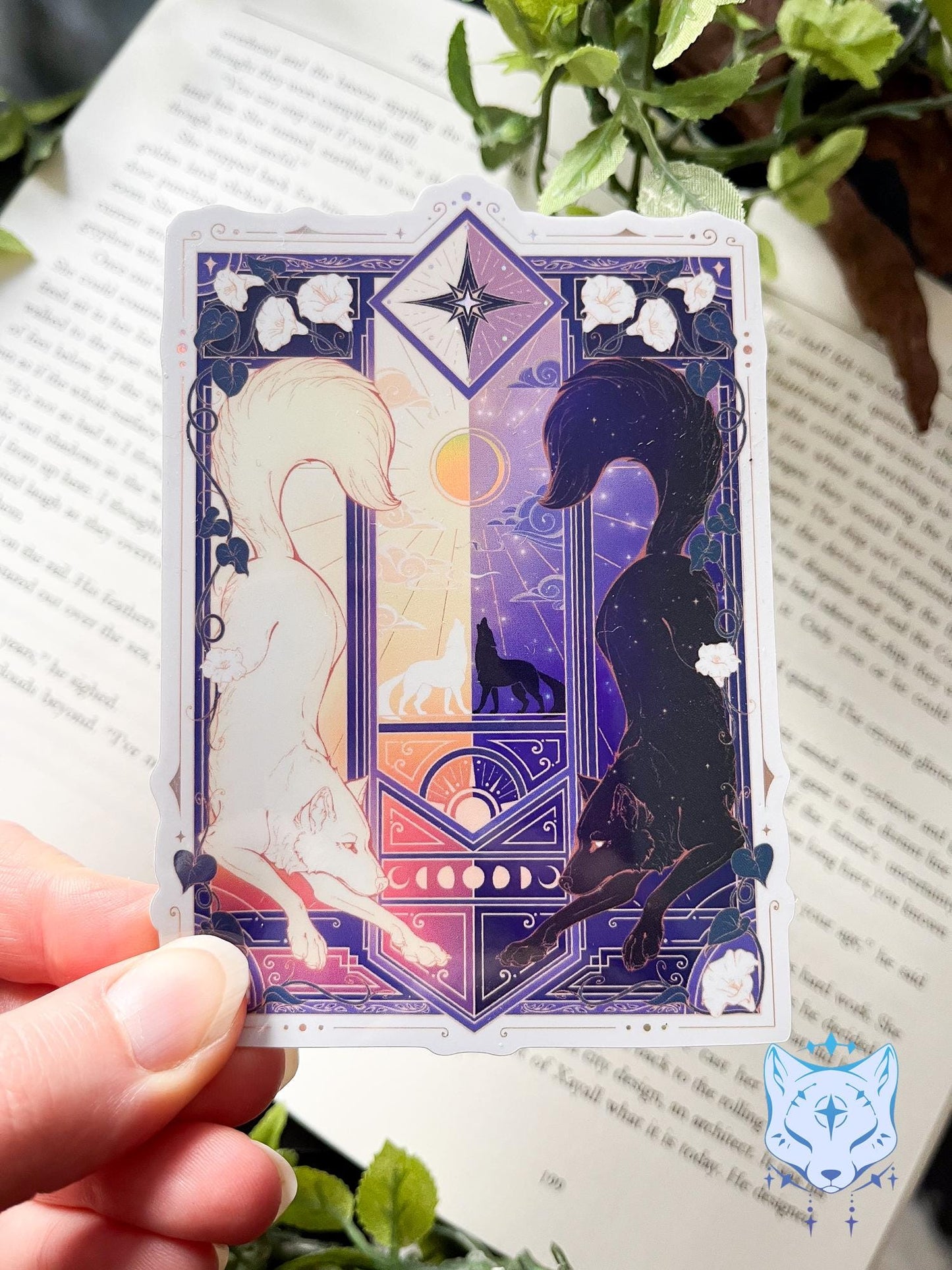 Night & Day Wolves Purple | Holographic Stickers 11cm tall