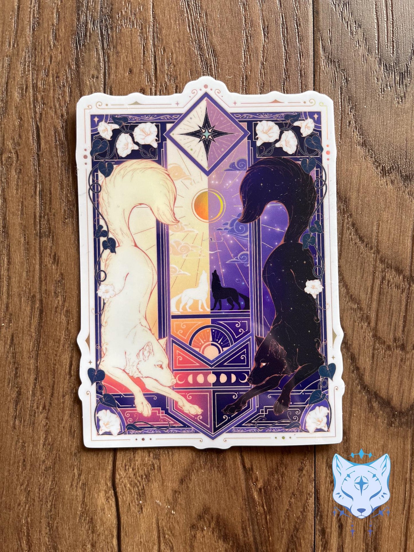 Night & Day Wolves Purple | Holographic Stickers 11cm tall