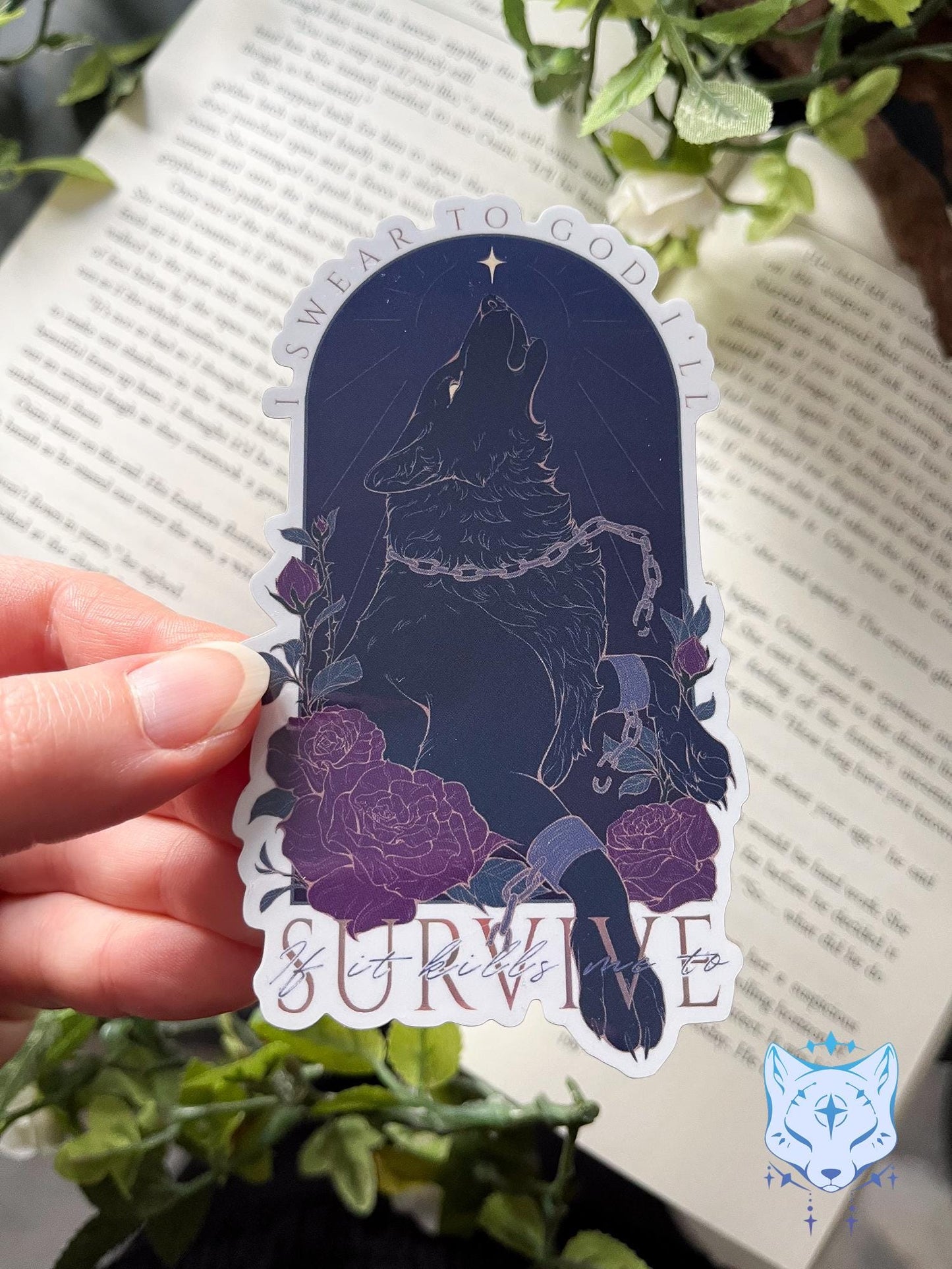 Survive Wolf | Holographic Sticker 11cm tall