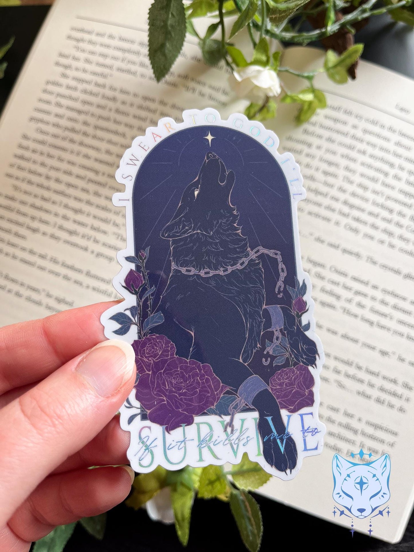 Survive Wolf | Holographic Sticker 11cm tall