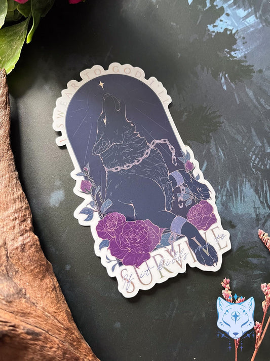 Survive Wolf | Holographic Sticker 11cm tall