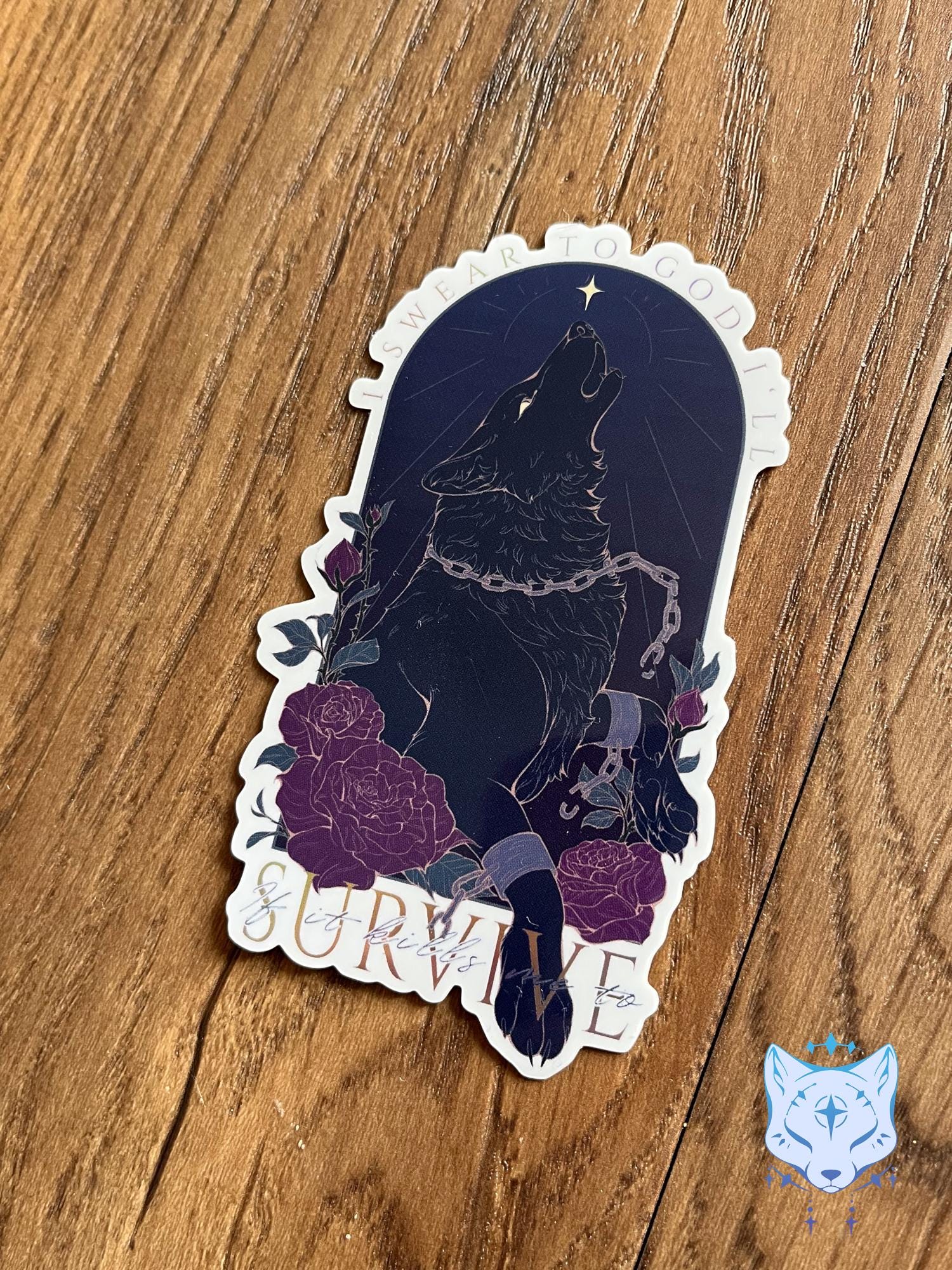 Survive Wolf | Holographic Sticker 11cm tall