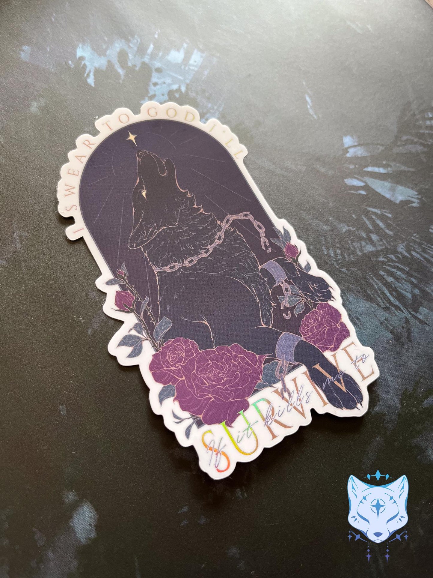 Survive Wolf | Holographic Sticker 11cm tall