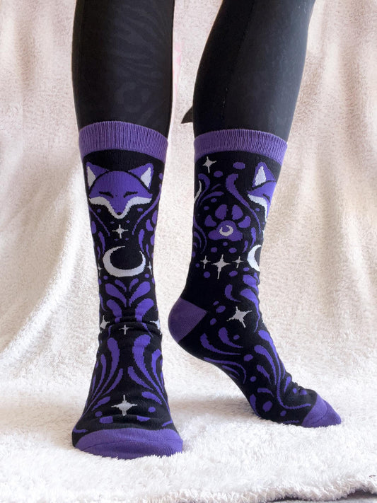 Purple Celestial Fox Socks.
