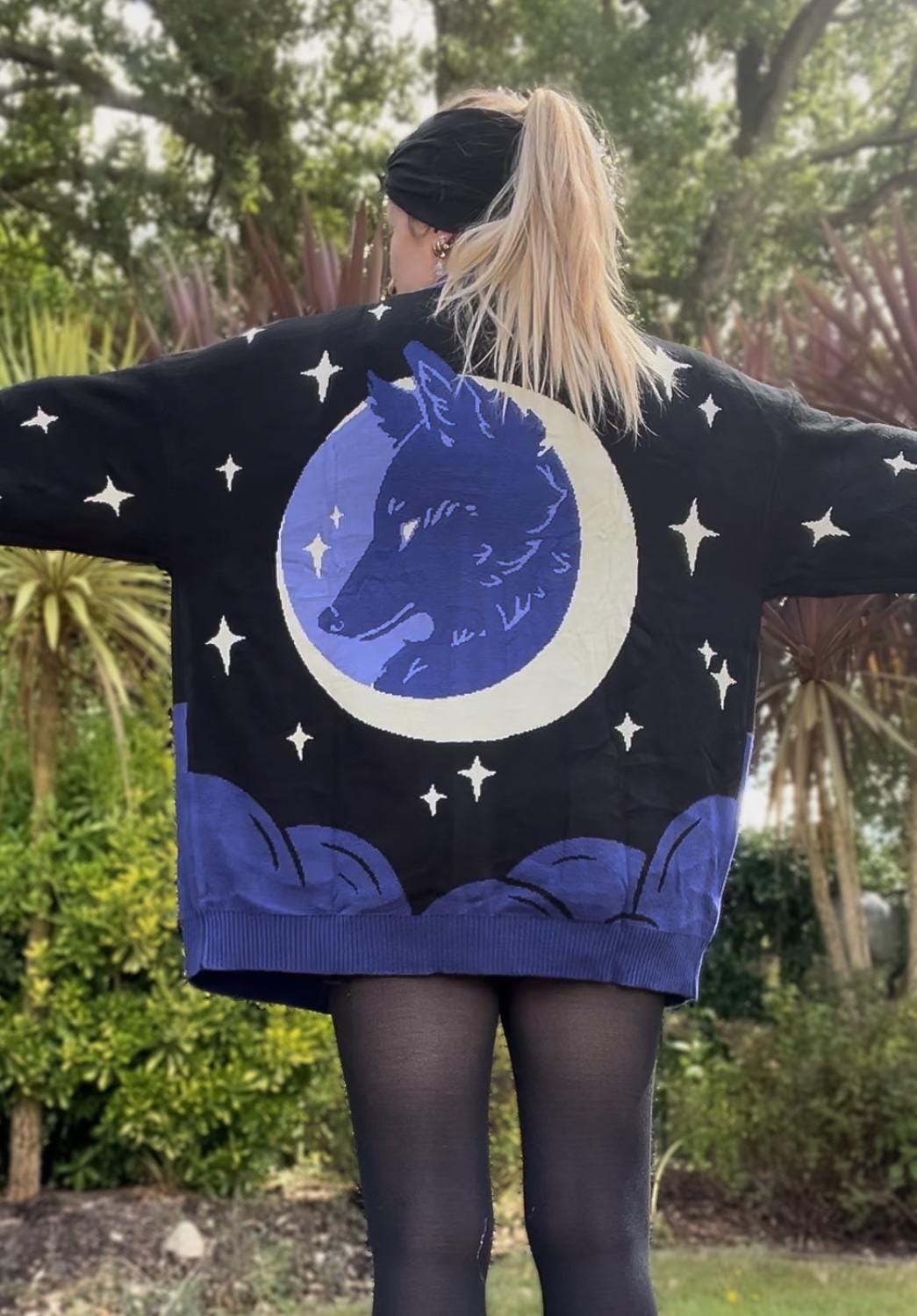 Black & Purple Celestial Fox Cardigan