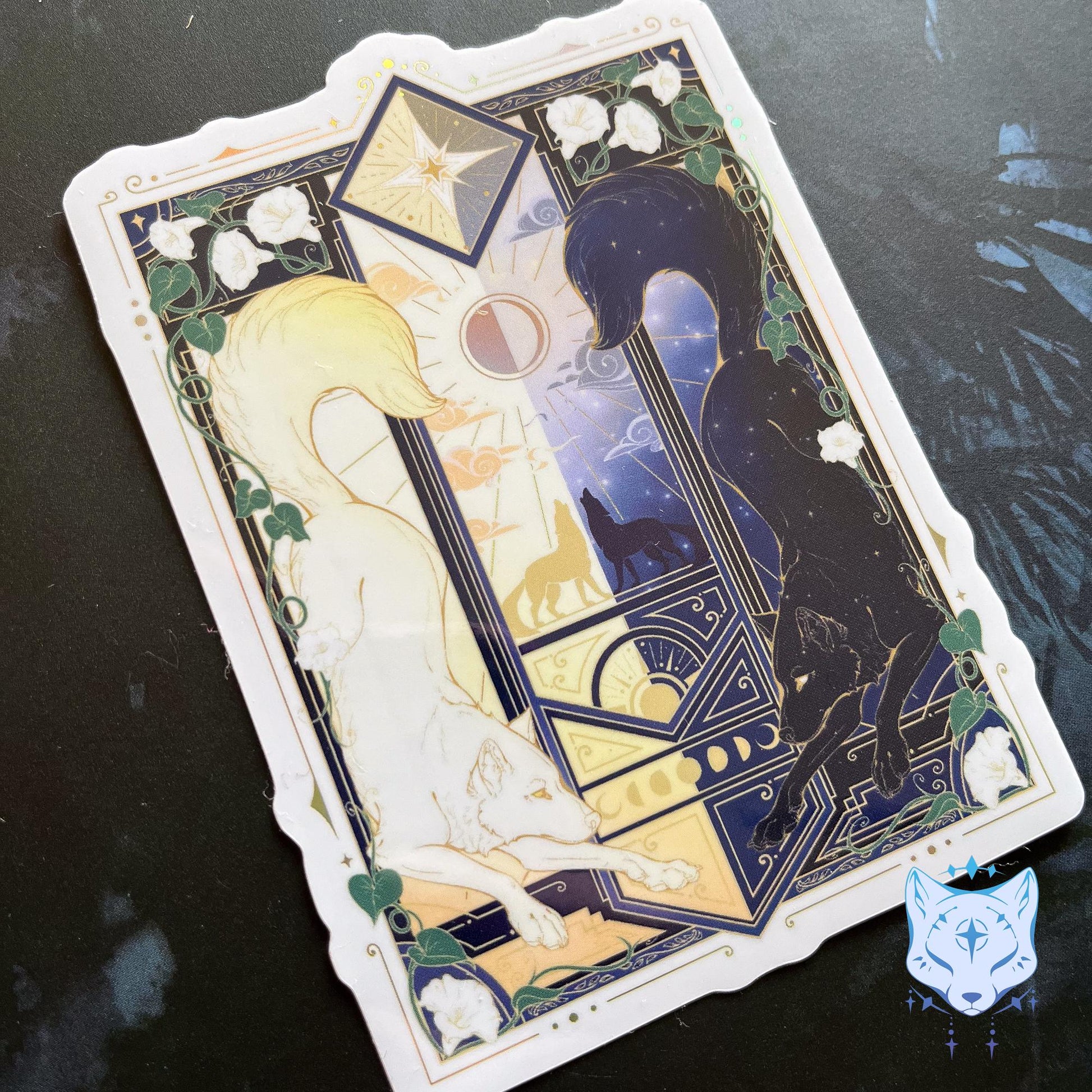Night & Day Wolves | Holographic Stickers 11cm tall