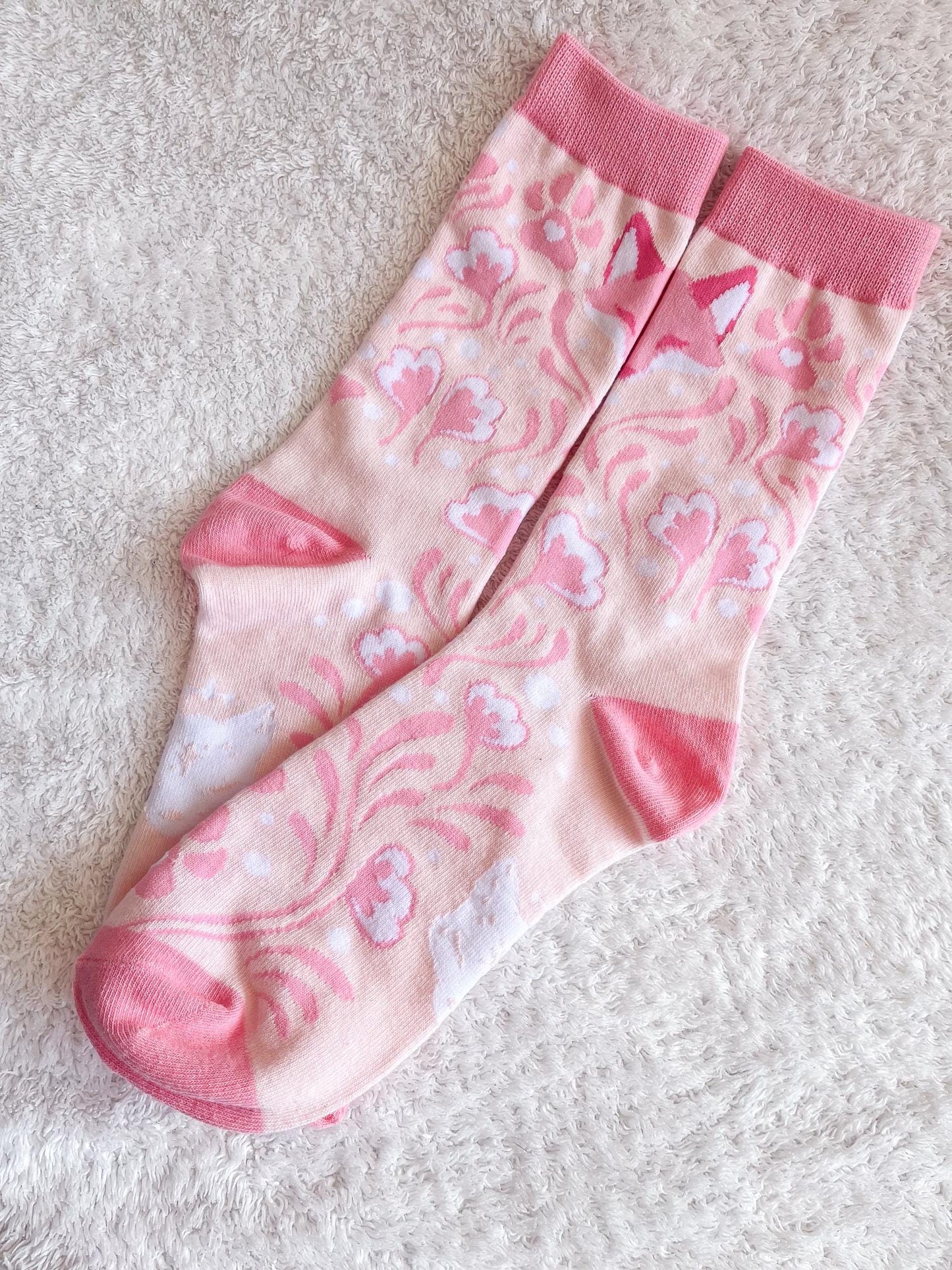 Floral Pink Fox Socks.
