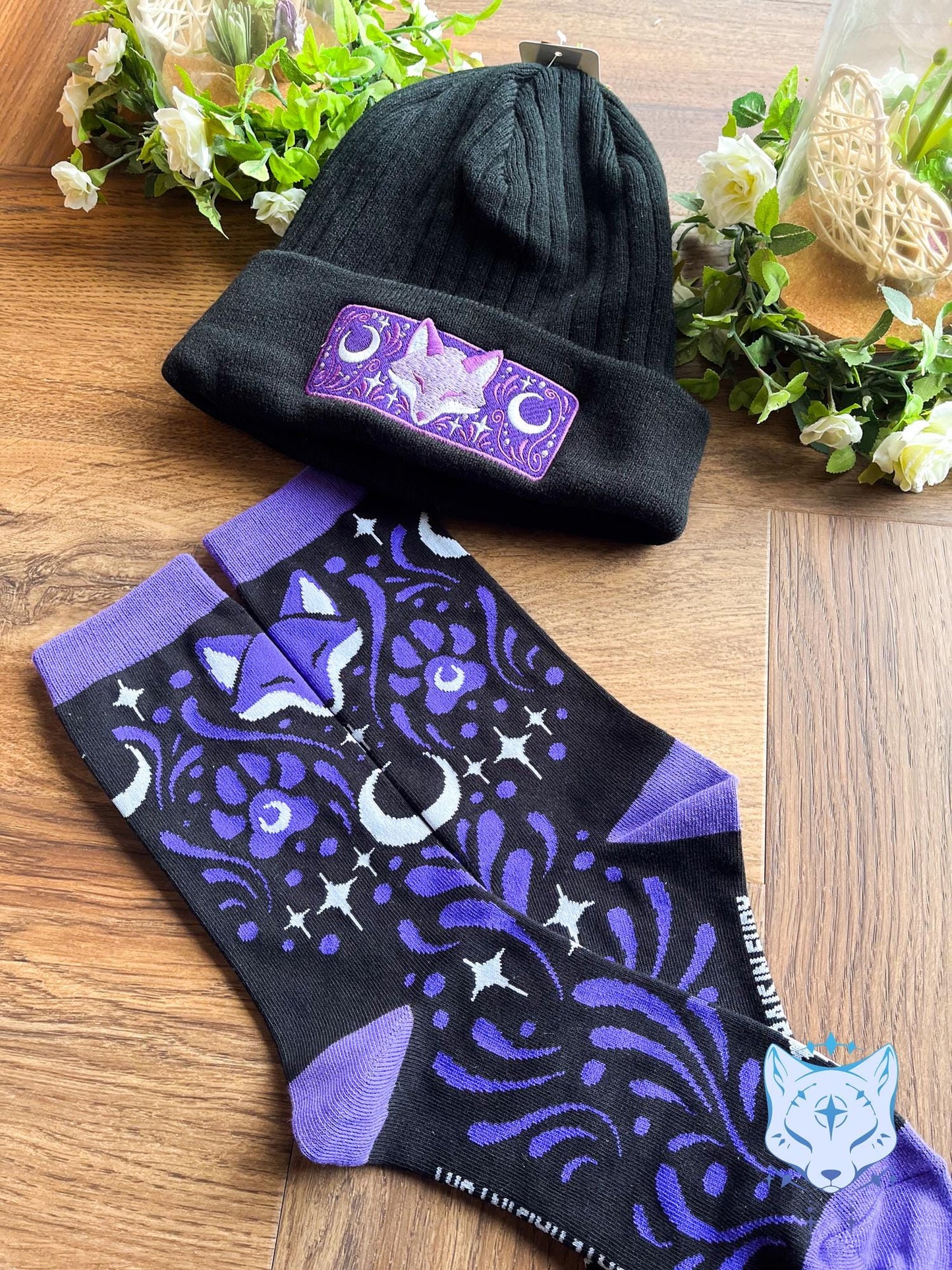 Purple Celestial Fox Socks.