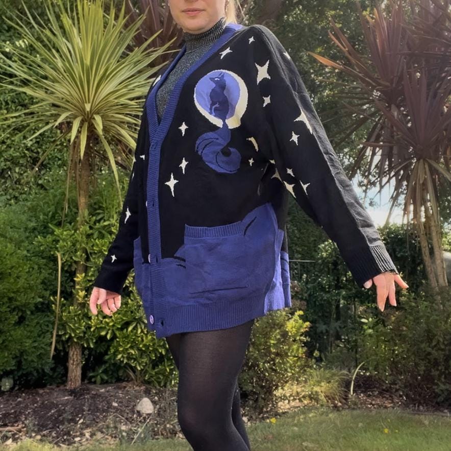 Black & Purple Celestial Fox Cardigan