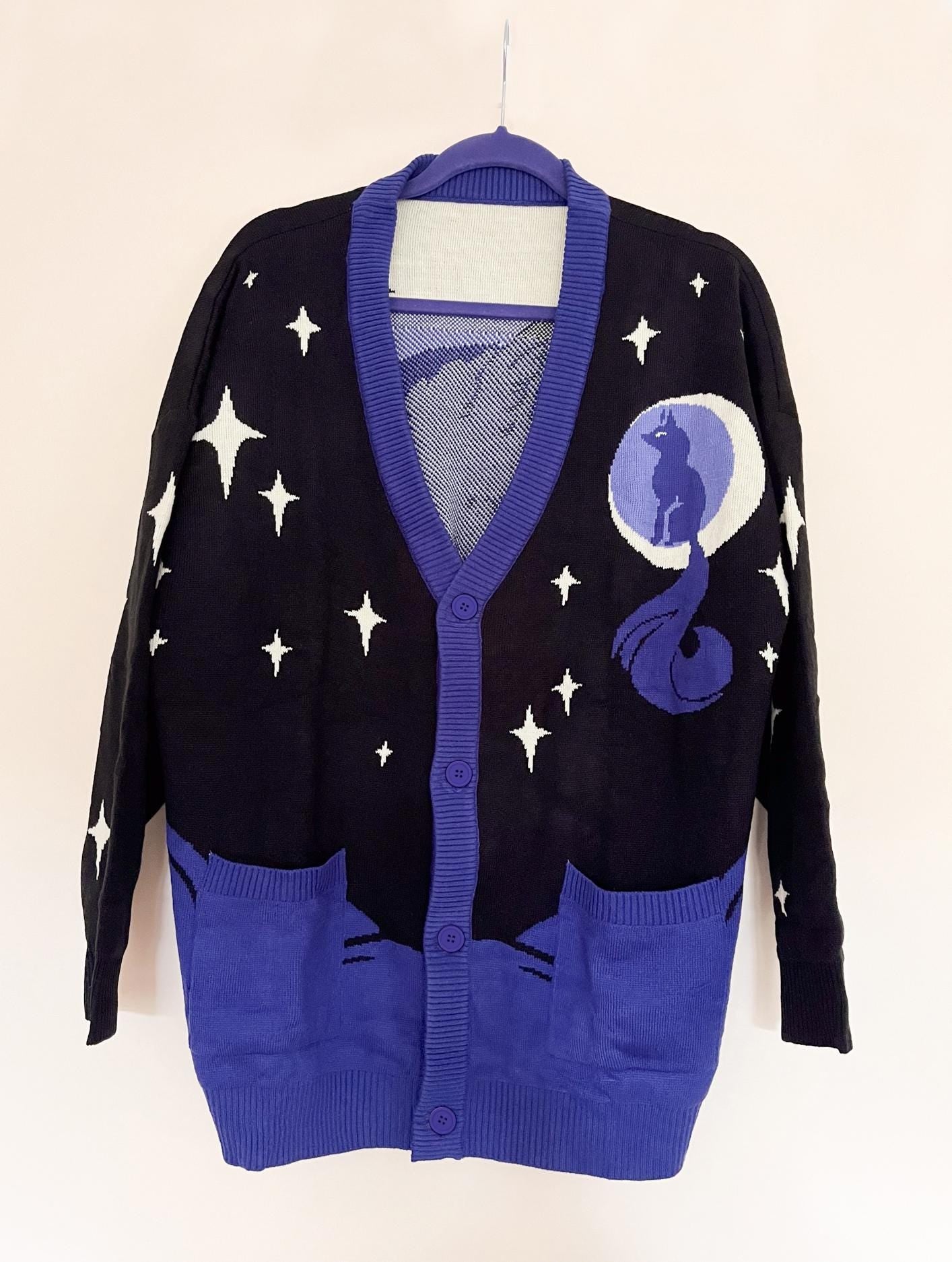 Black & Purple Celestial Fox Cardigan