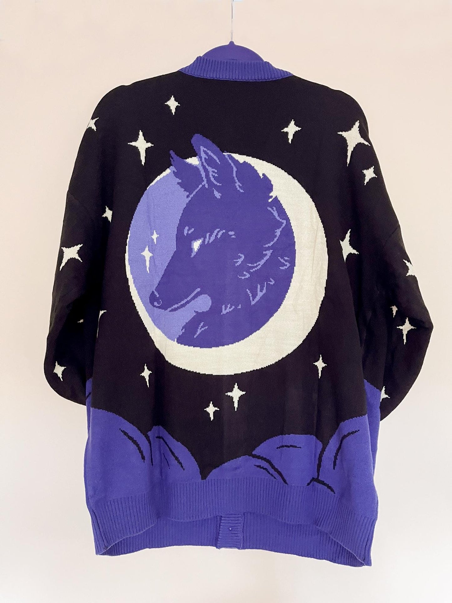 Black & Purple Celestial Fox Cardigan