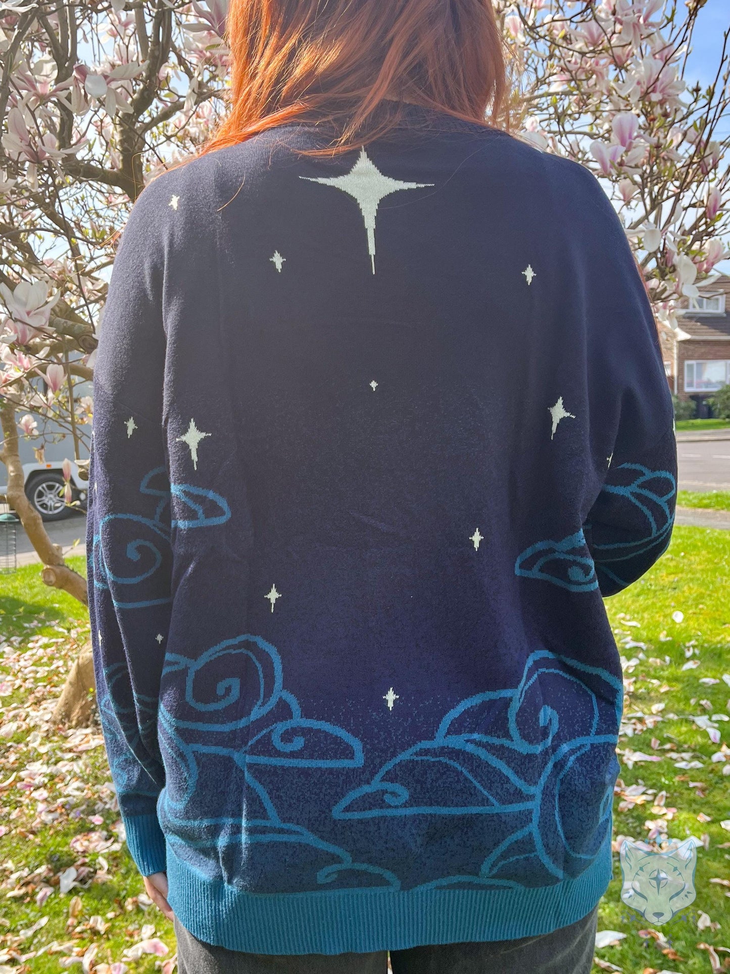 Black and Teal Celestial Fox Cardigan