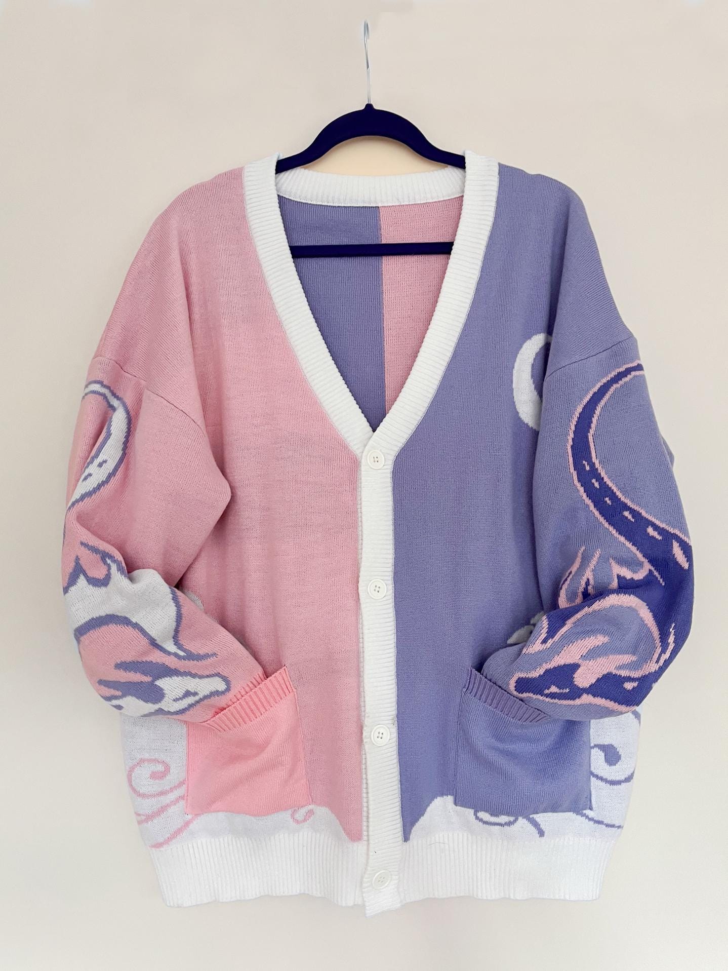 Asymmetrical Pink & Purple Dragon Cardigan