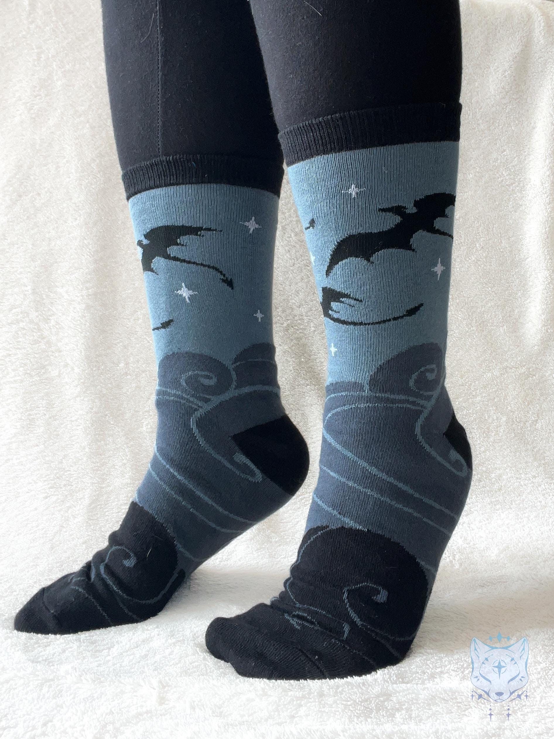 Grey & Black Dragon Socks.