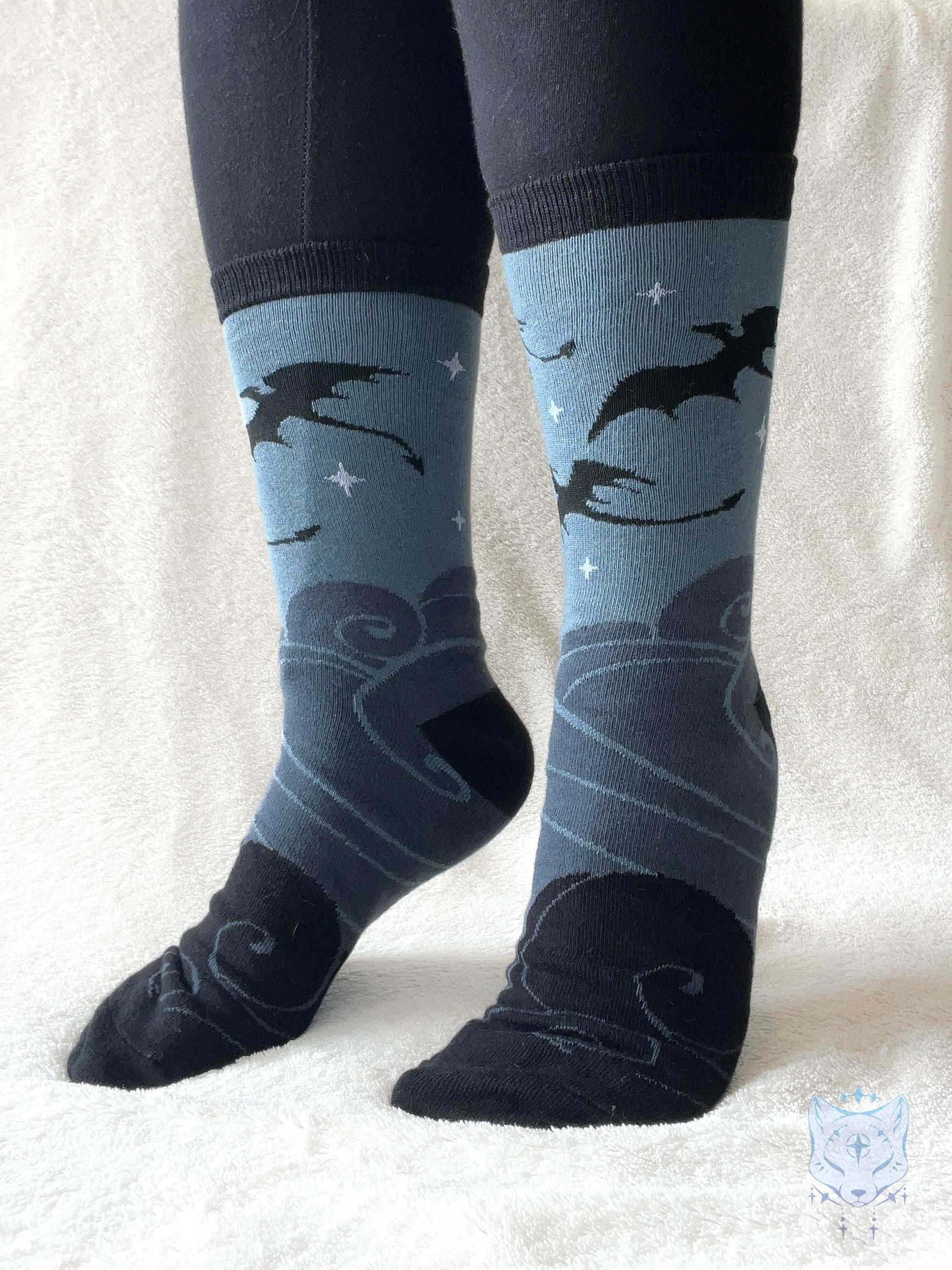 Grey & Black Dragon Socks.