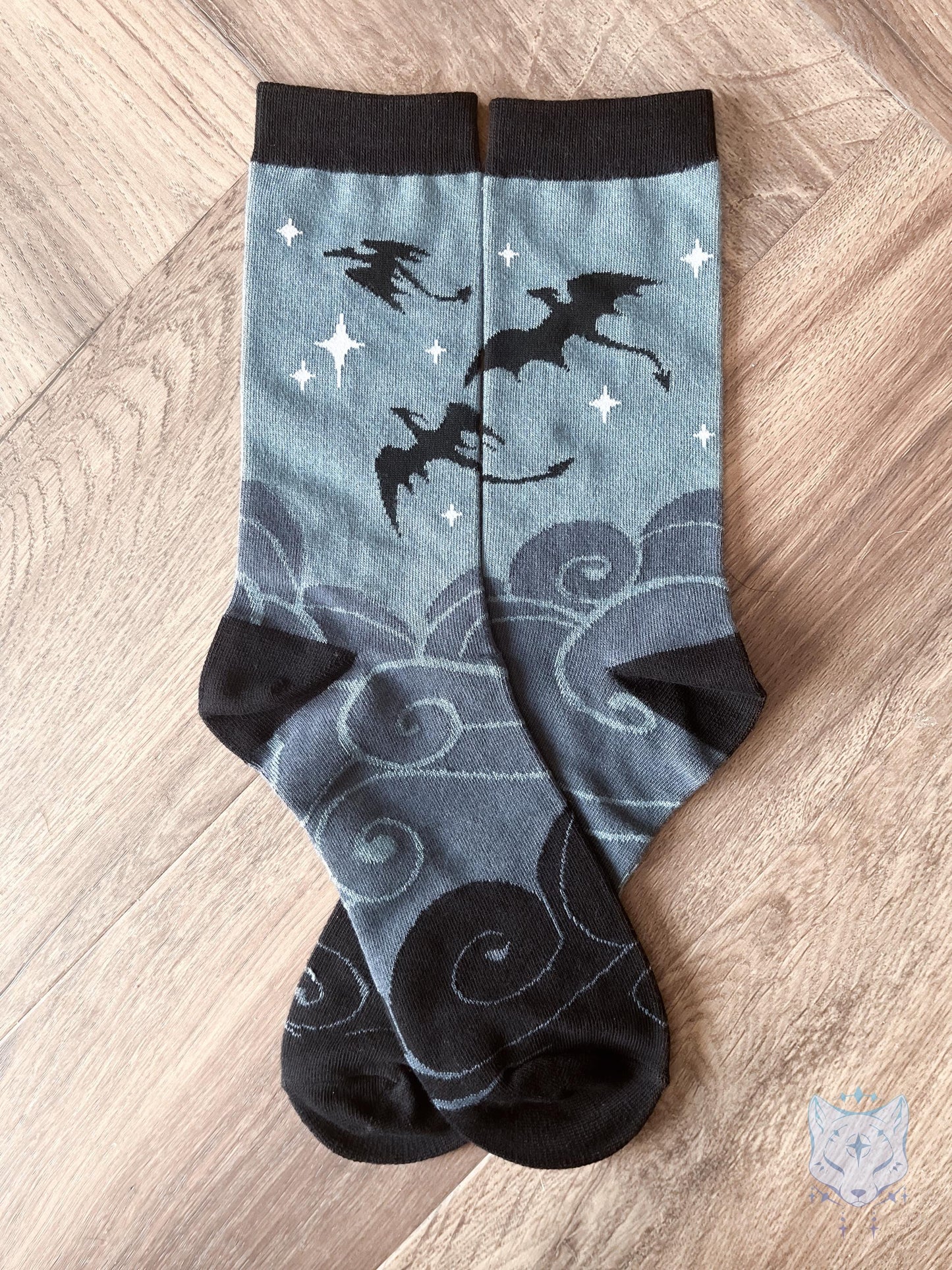 Grey & Black Dragon Socks.