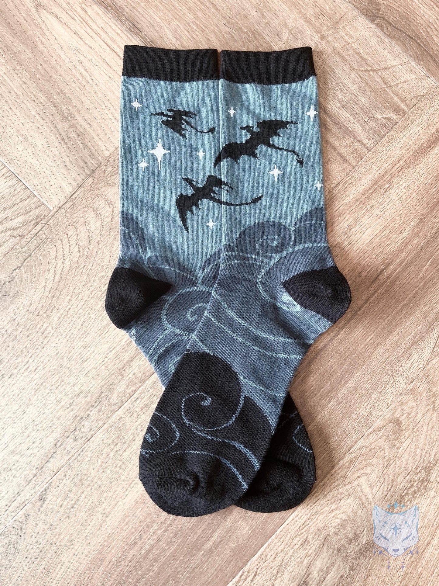 Grey & Black Dragon Socks.