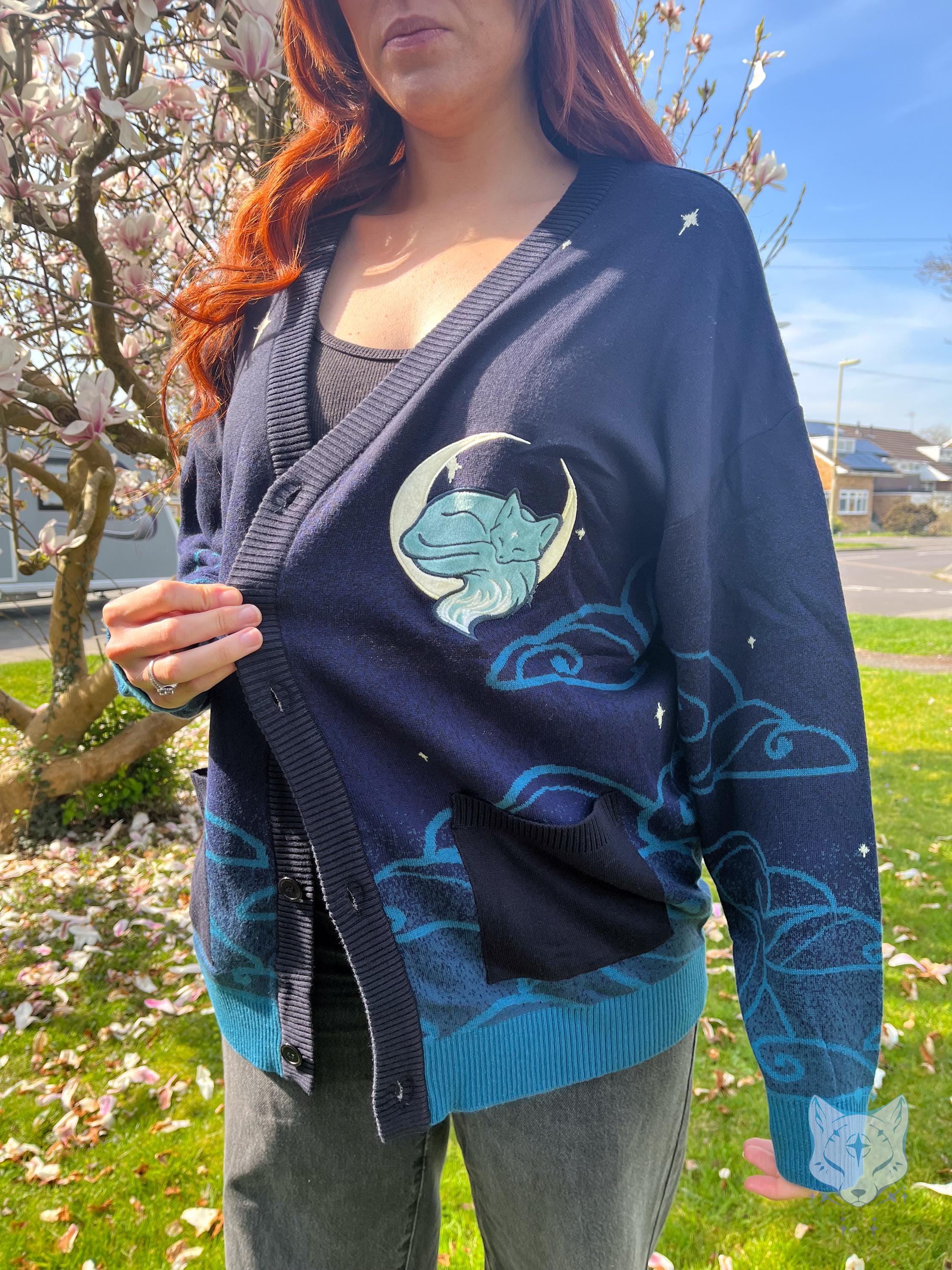 Black and Teal Celestial Fox Cardigan – chocolateraisinfury