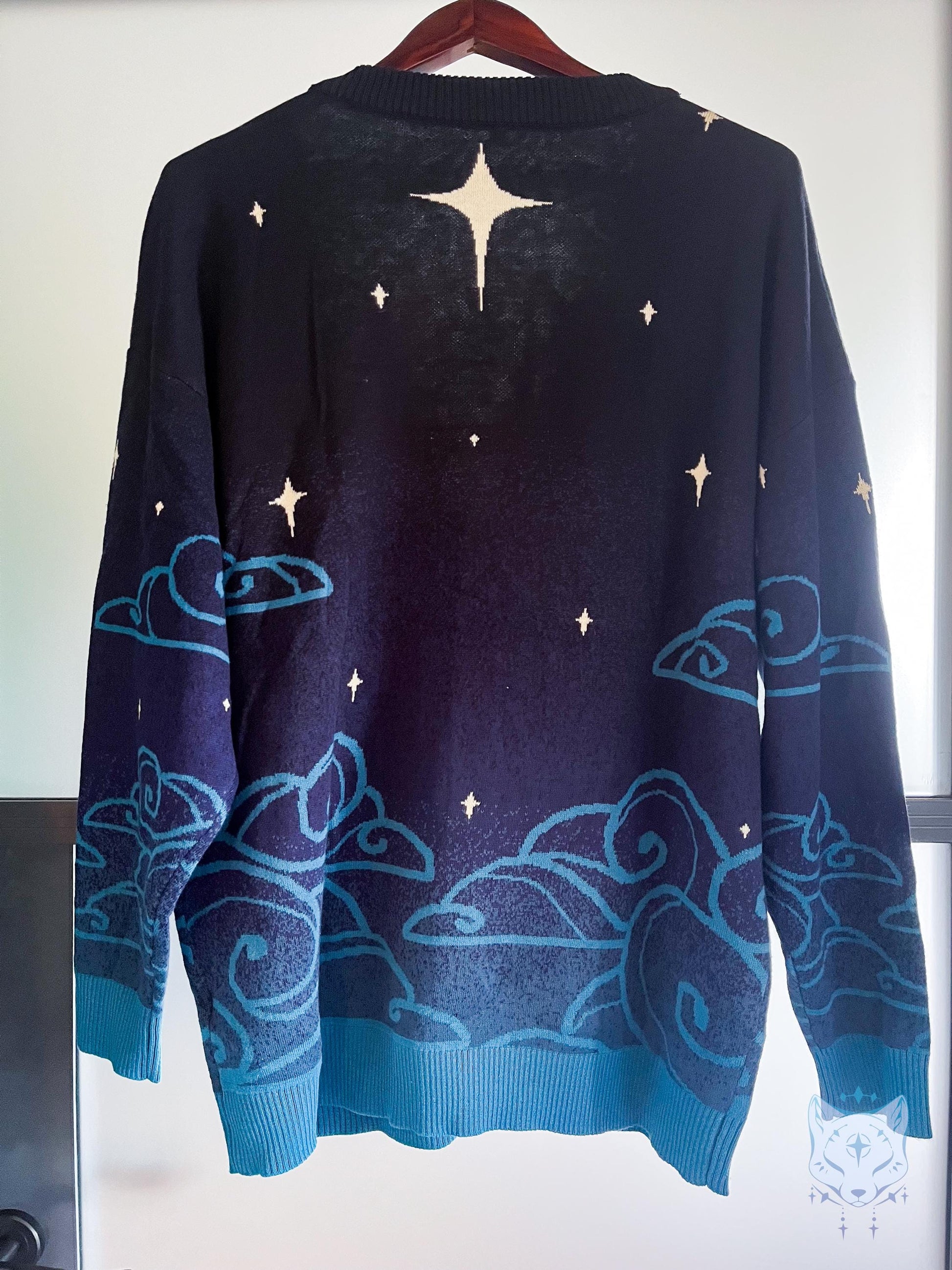 Black and Teal Celestial Fox Cardigan