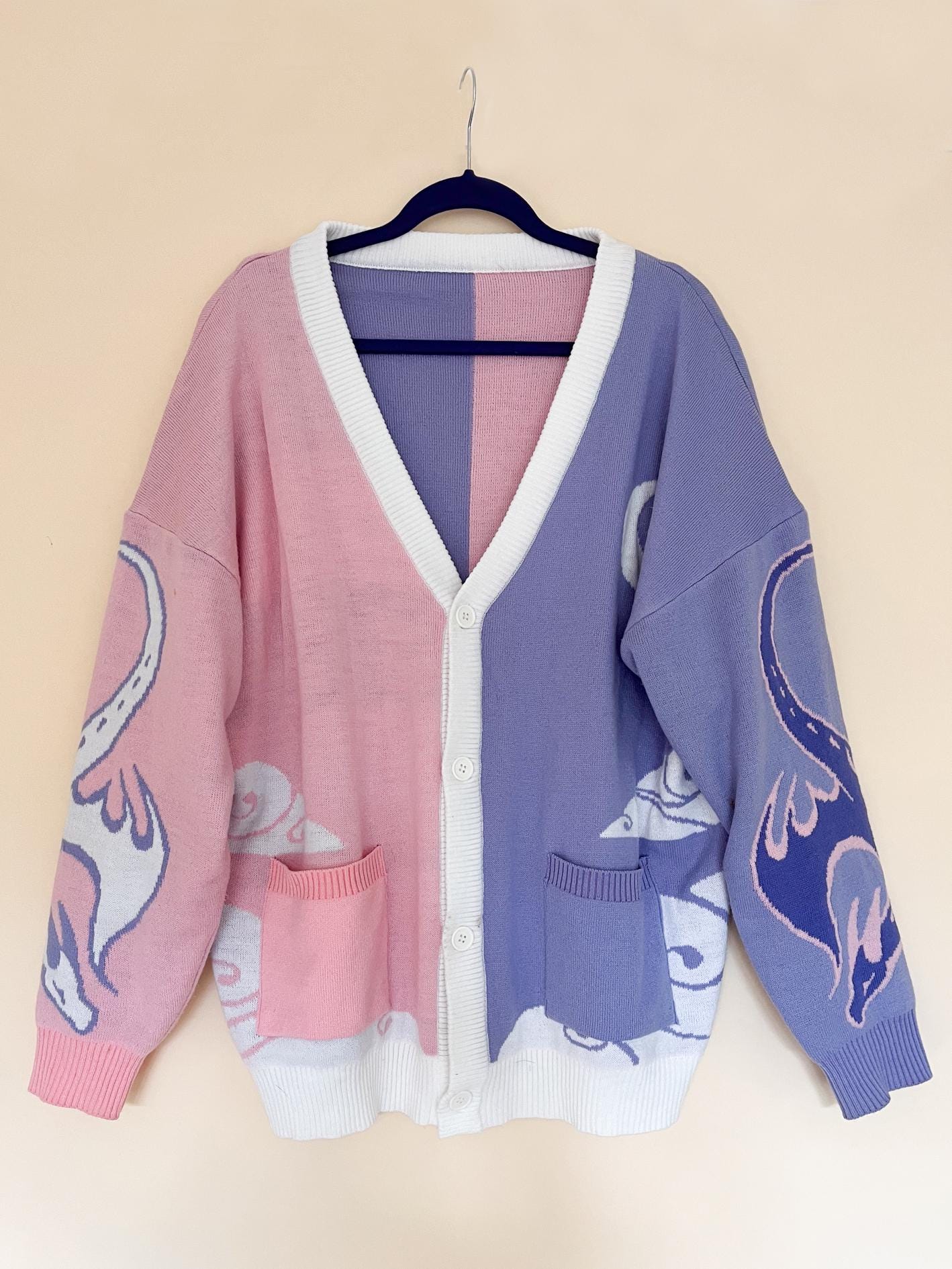 Asymmetrical Pink & Purple Dragon Cardigan