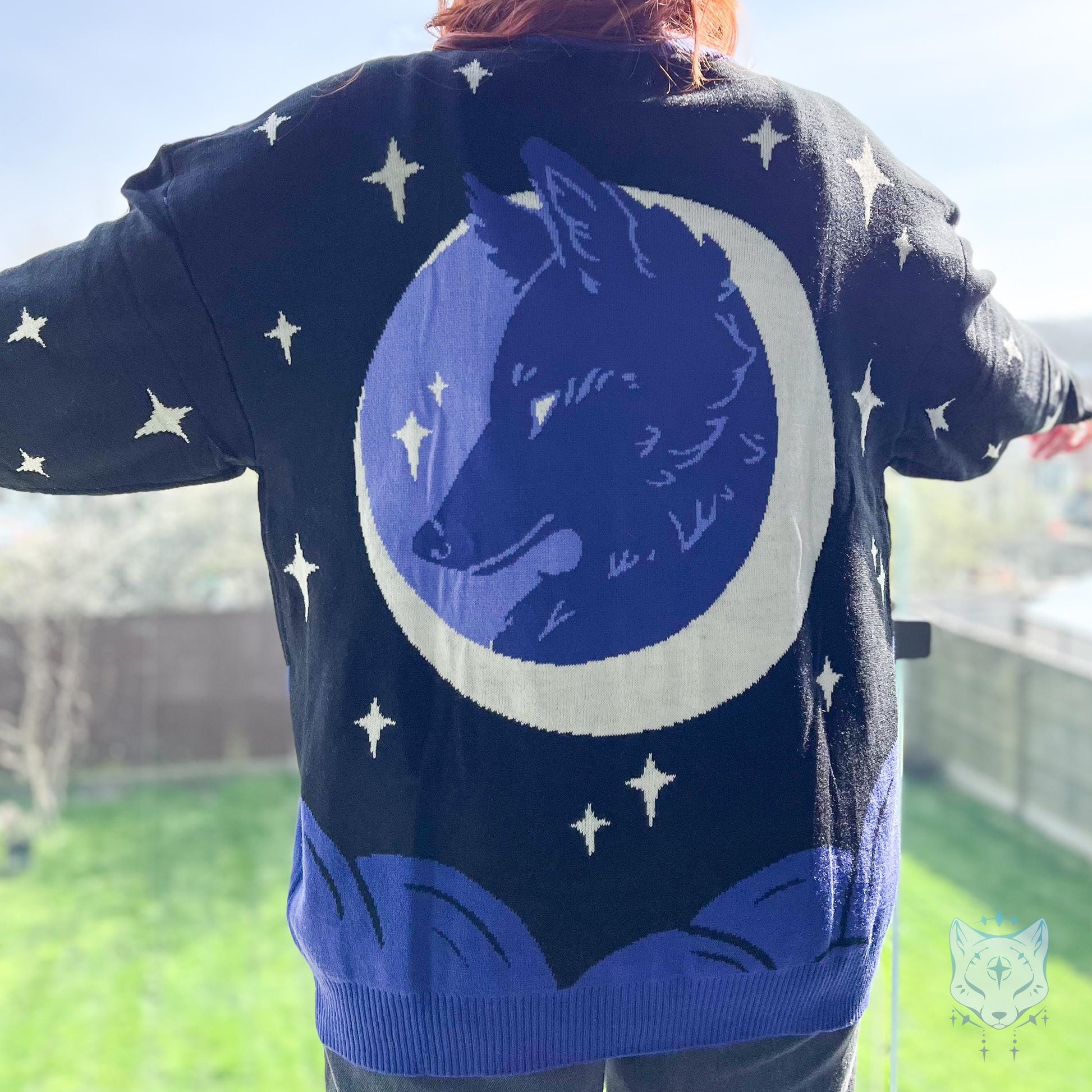 Black & Purple Celestial Fox Cardigan