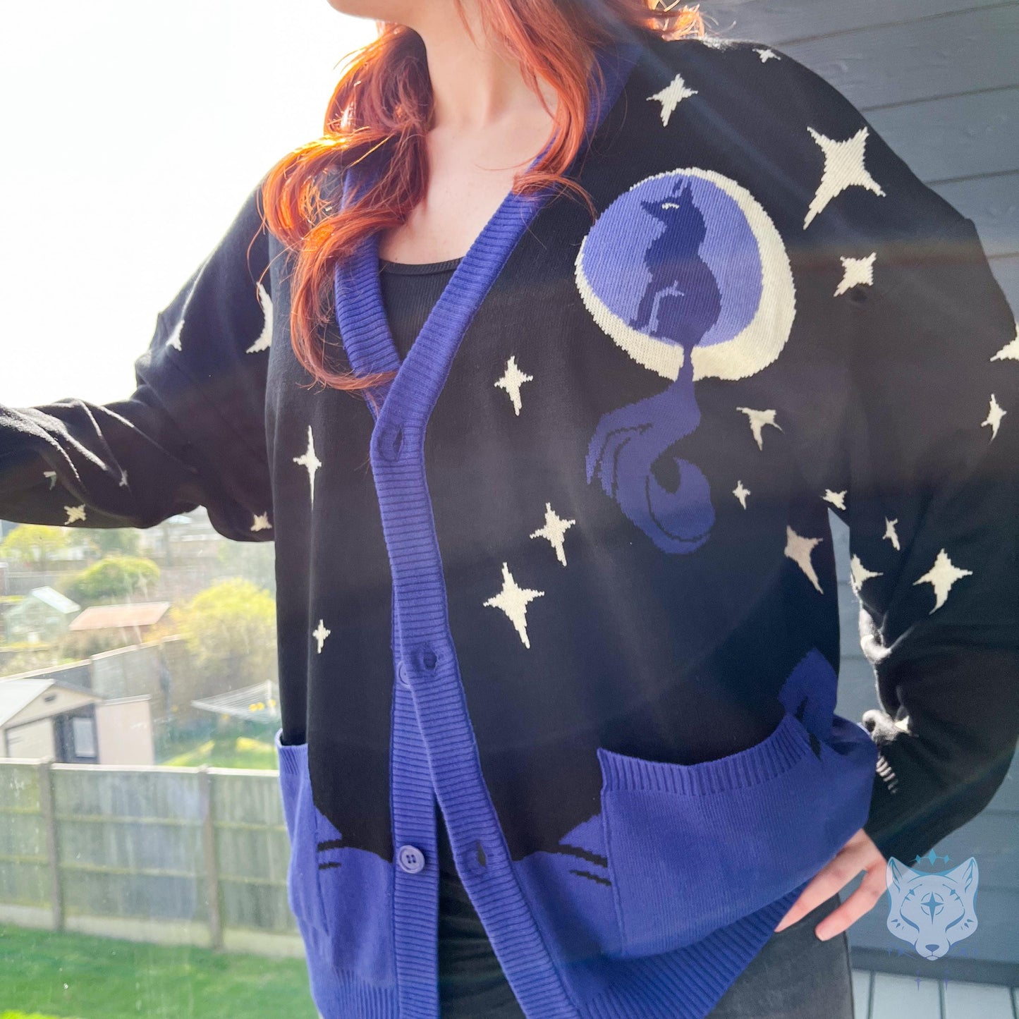 Black & Purple Celestial Fox Cardigan