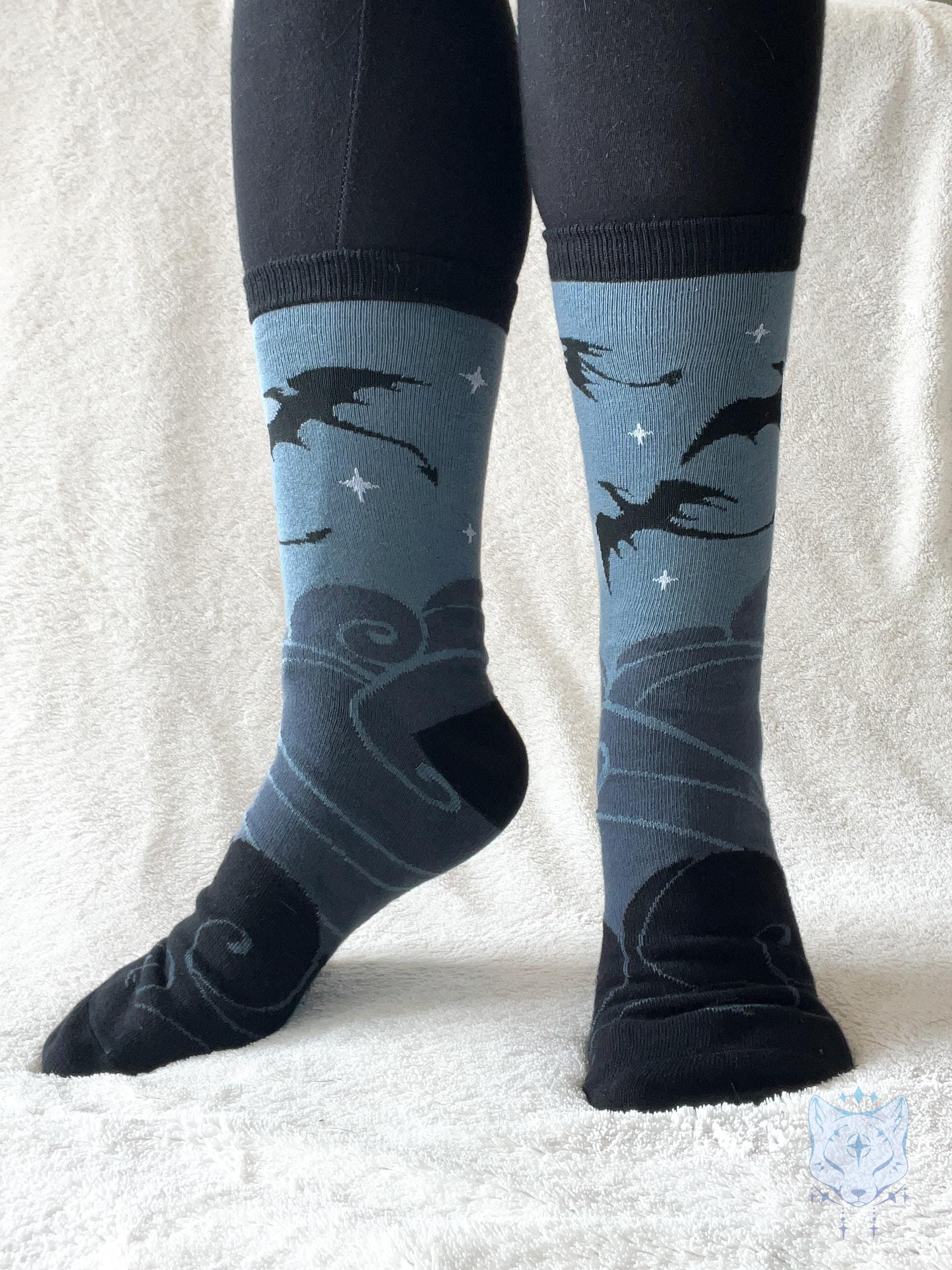 Grey & Black Dragon Socks.
