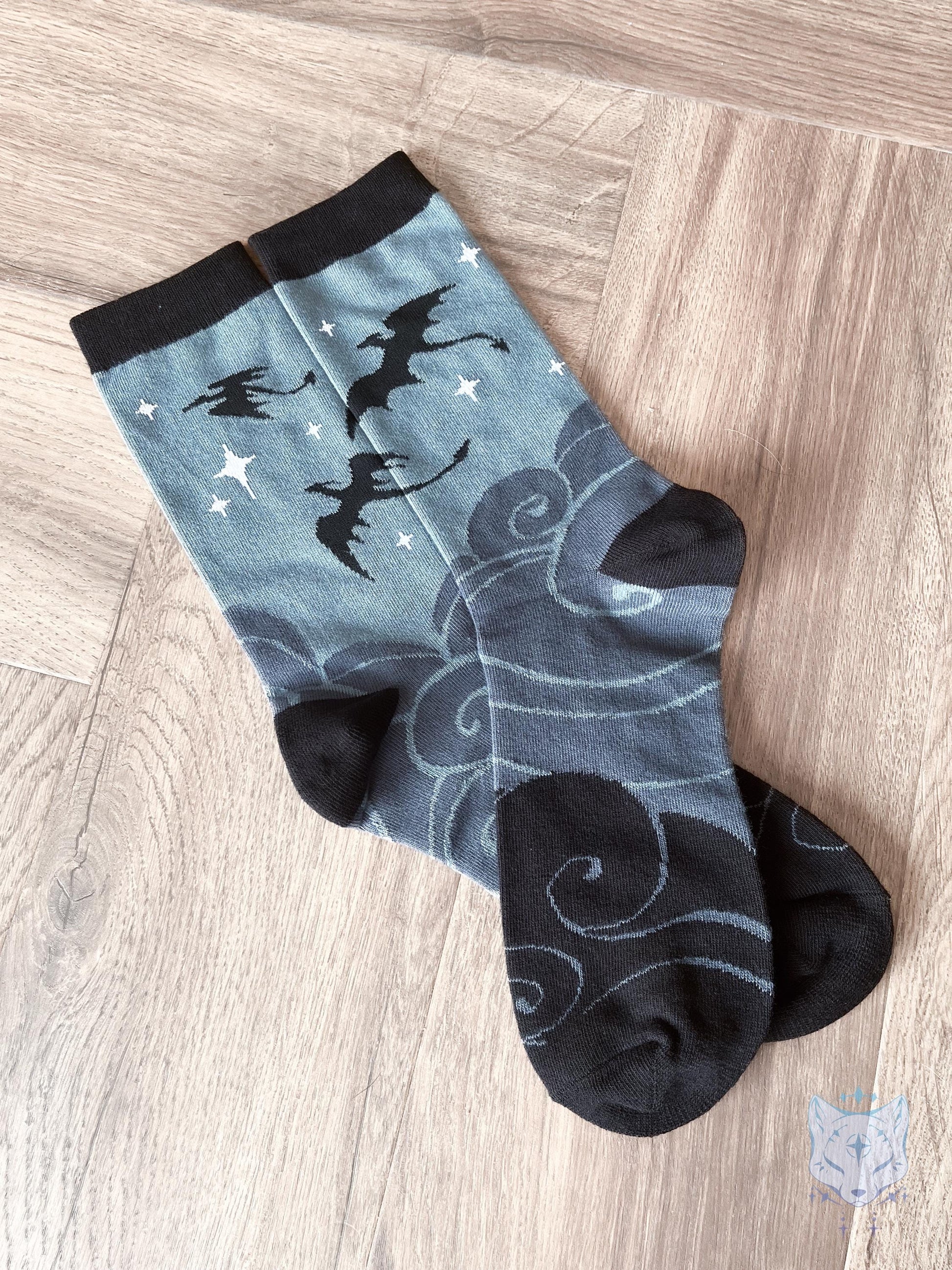 Grey & Black Dragon Socks.