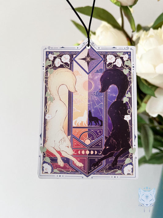 Celestial Day & Night Wolves Air Freshener - Double Sided - Lavender Scent