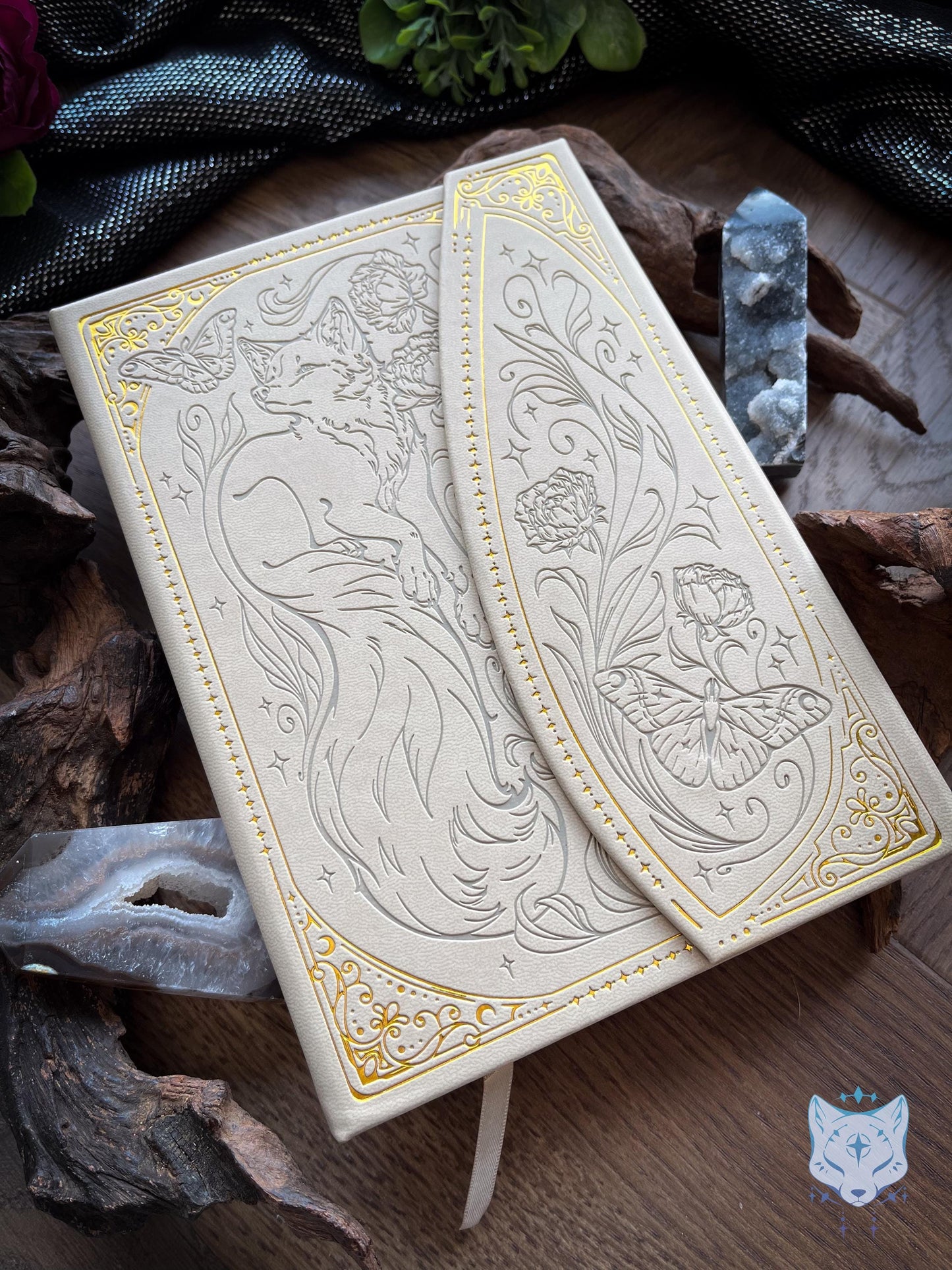 Floral Fox & Moth Hardback PU Leather Journal / Notebook