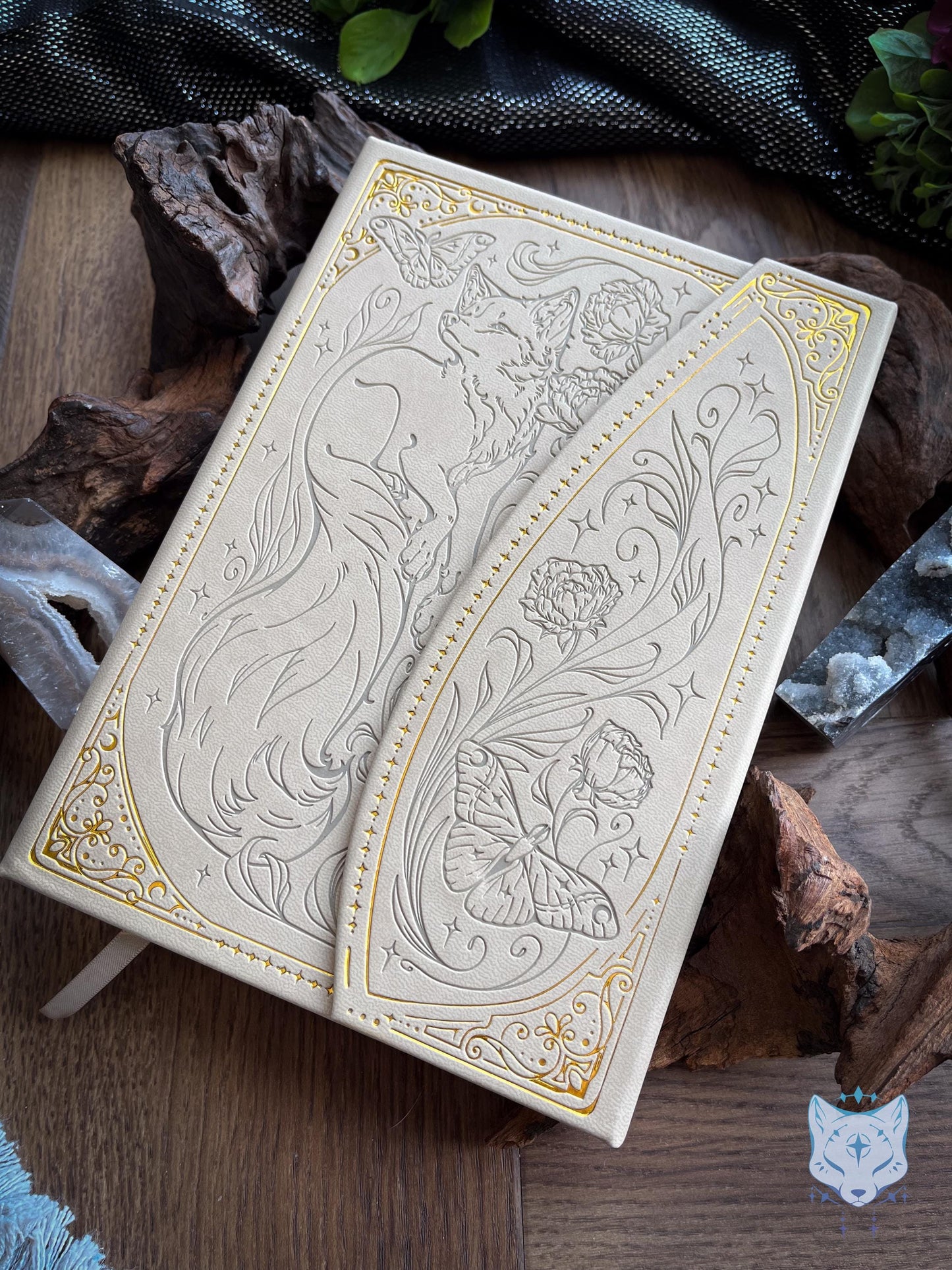 Floral Fox & Moth Hardback PU Leather Journal / Notebook