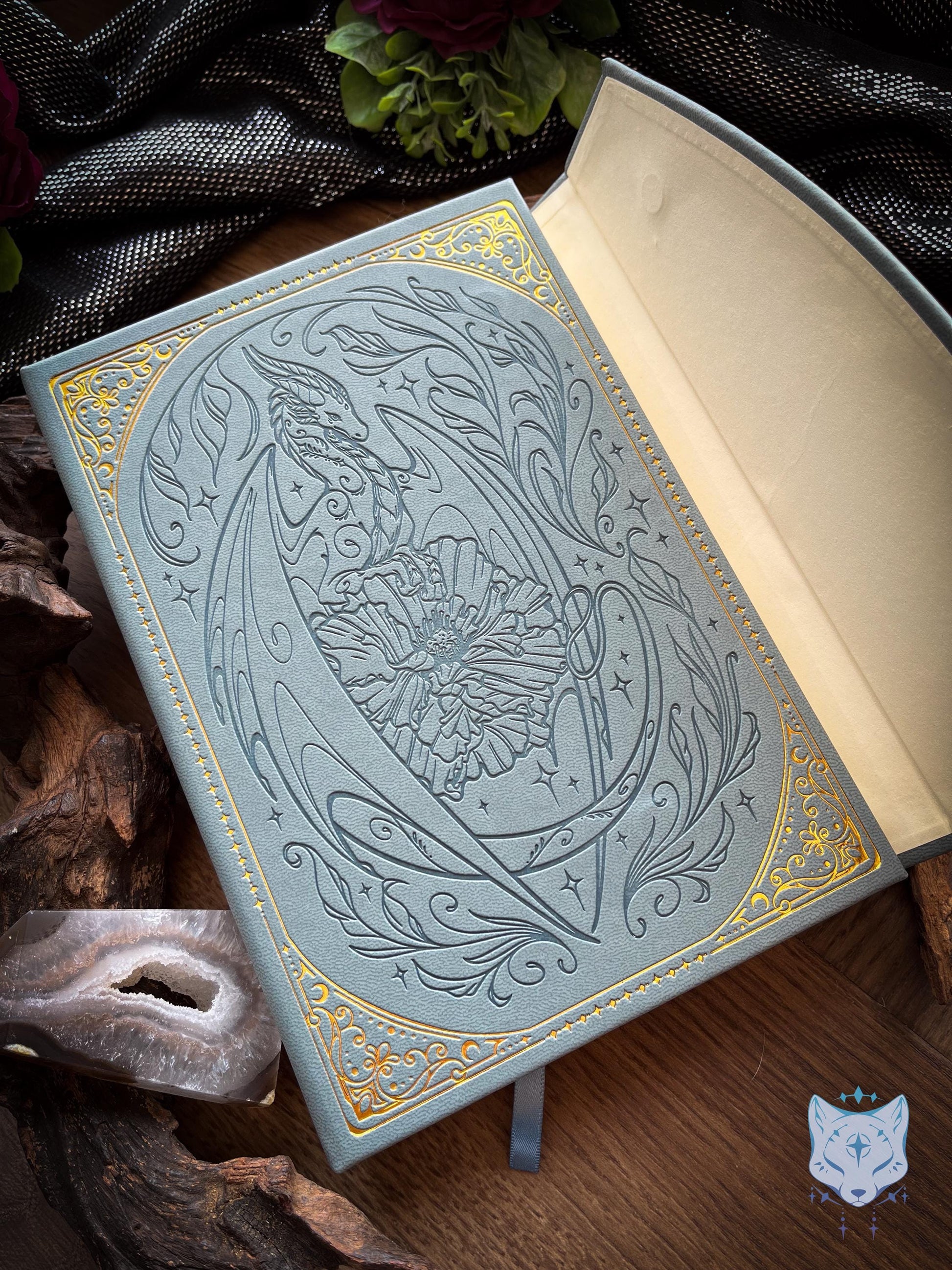 Floral Fantasy Dragon Hardback PU Leather Journal / Notebook