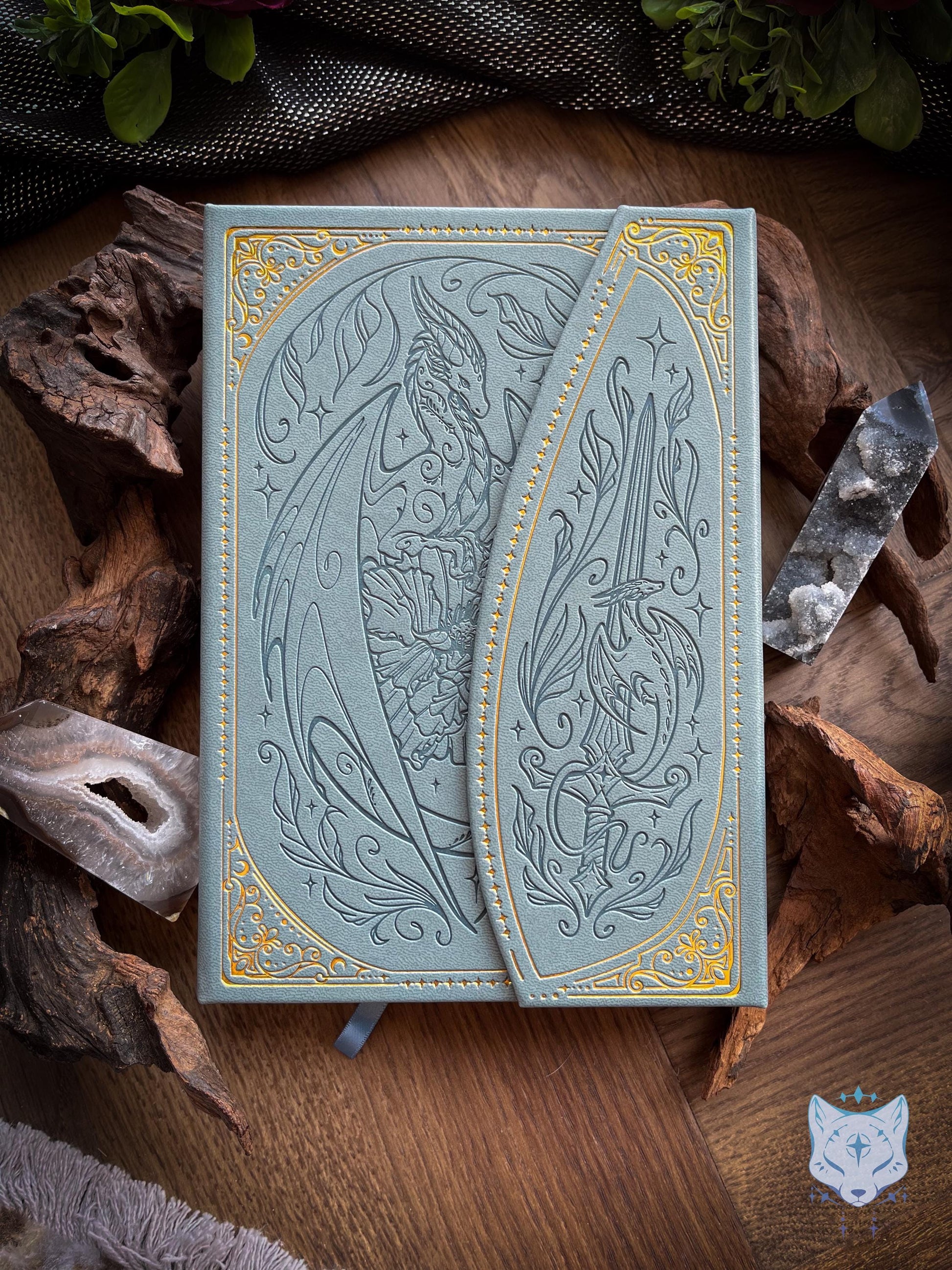 Floral Fantasy Dragon Hardback PU Leather Journal / Notebook