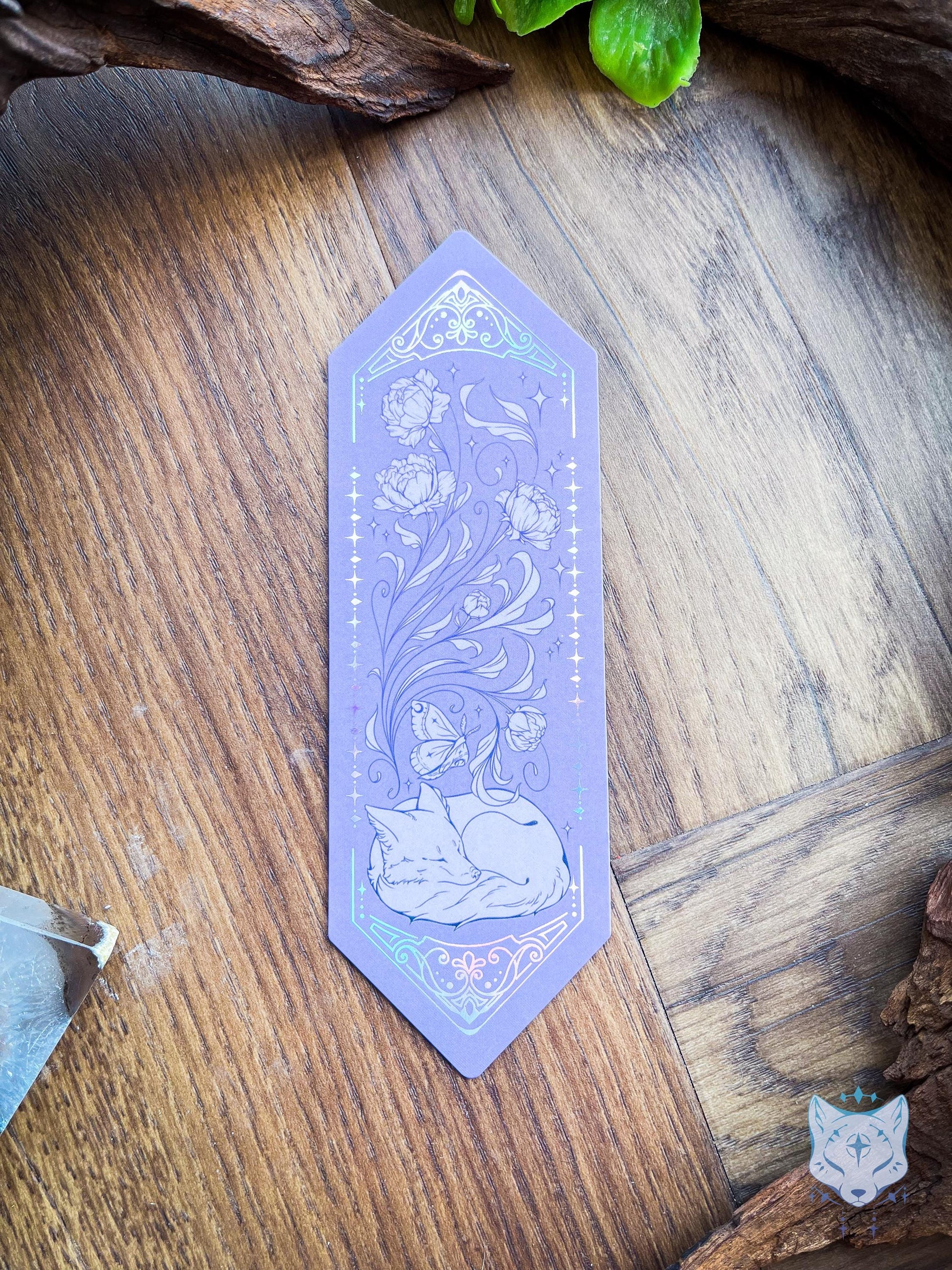 Sleeping Floral Fox Foiled Paper Bookmark
