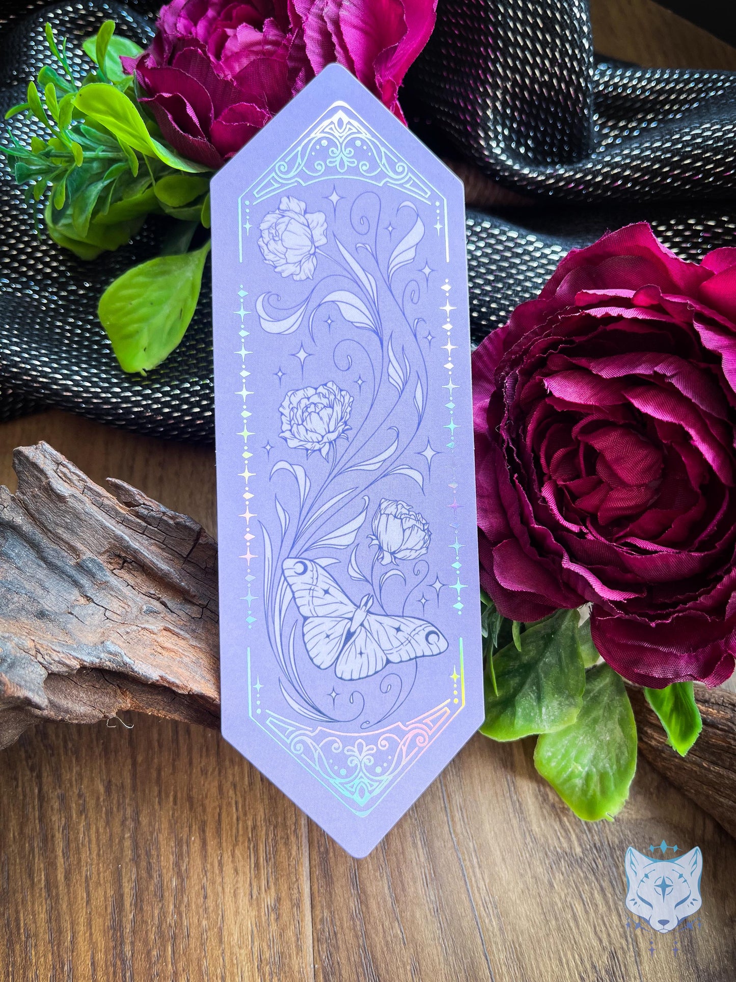 Floral Moth Foiled Paper Bookmark