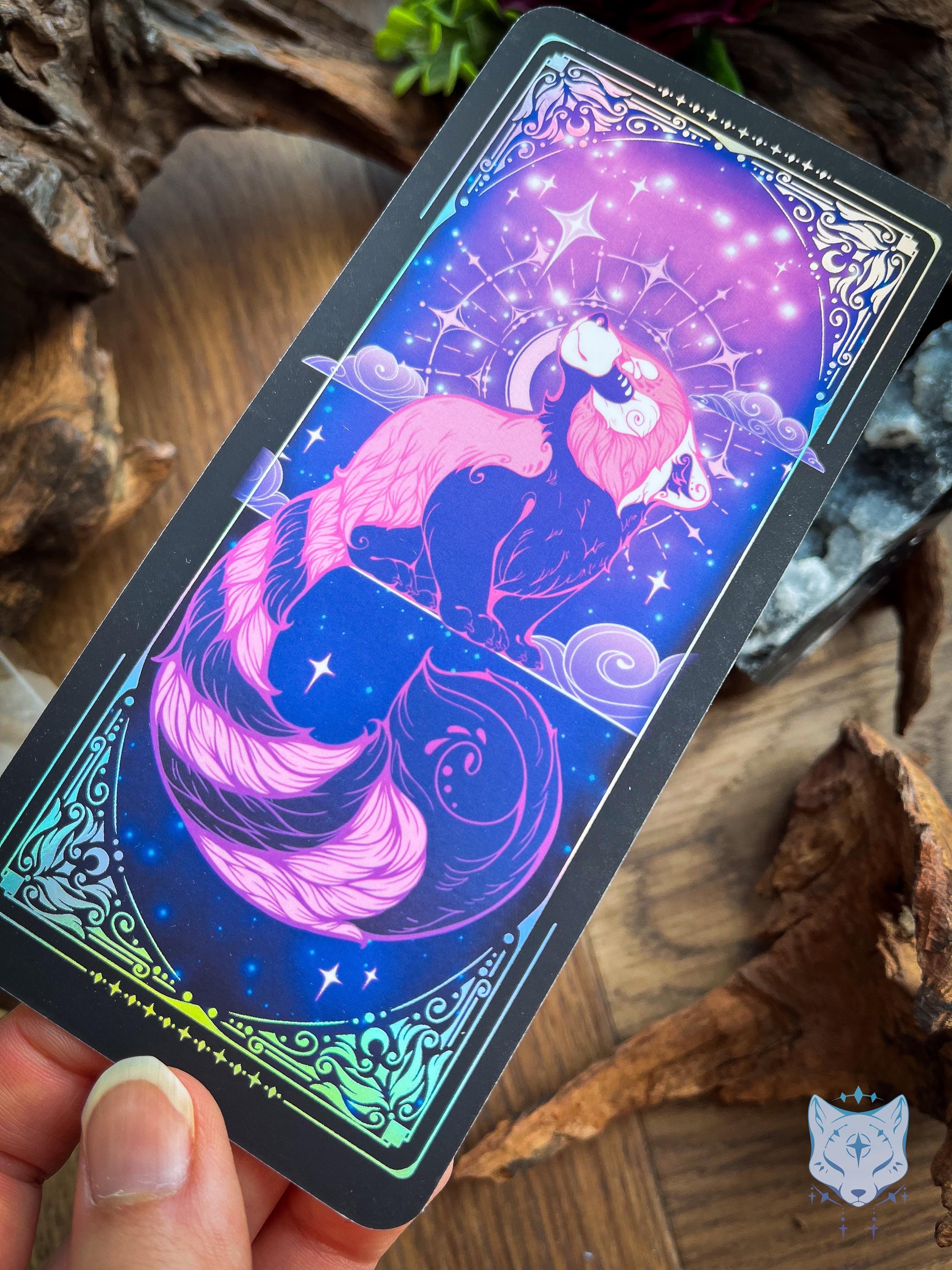 Purple Red Panda Holographic Bookmark