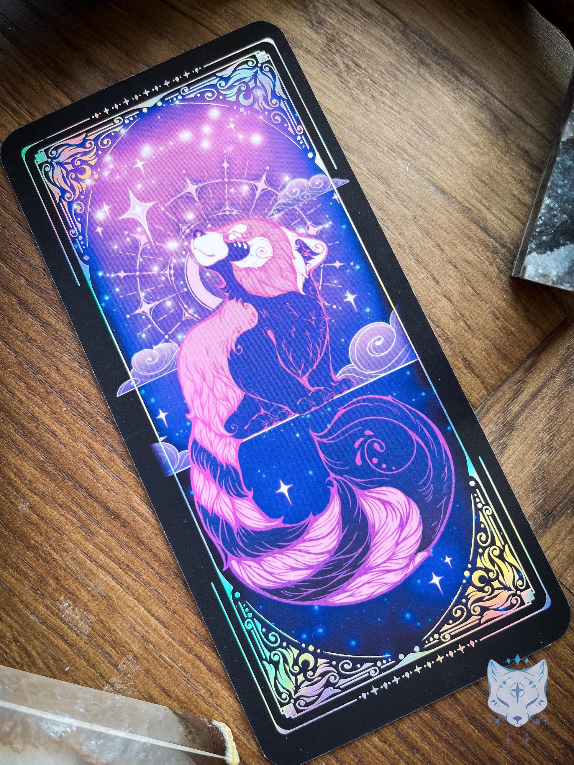 Purple Red Panda Holographic Bookmark
