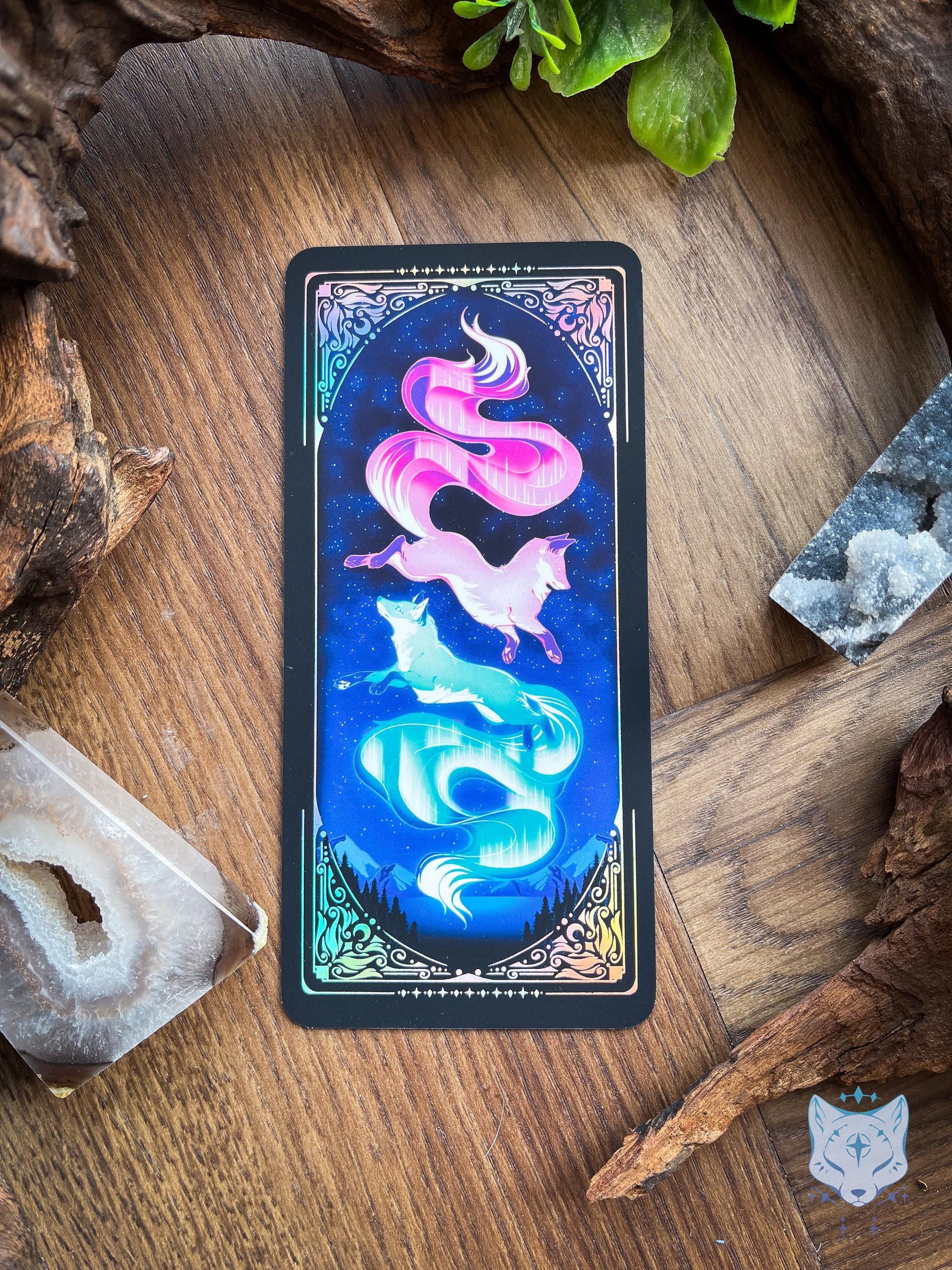 Aurora Foxes Holographic Bookmark