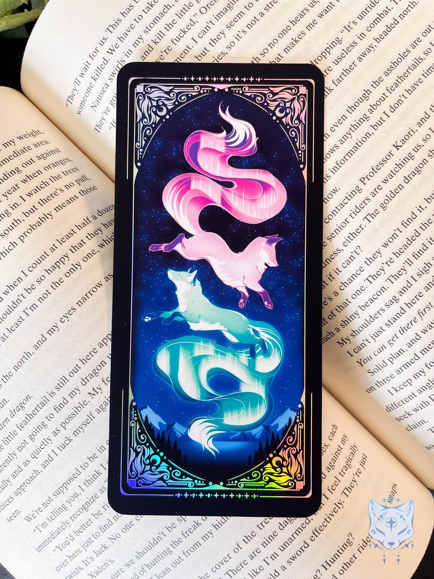 Aurora Foxes Holographic Bookmark