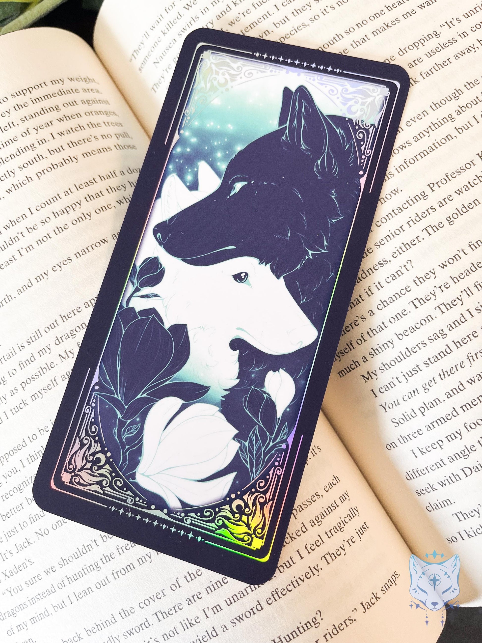 Yin Yang Wolves Holographic Bookmark