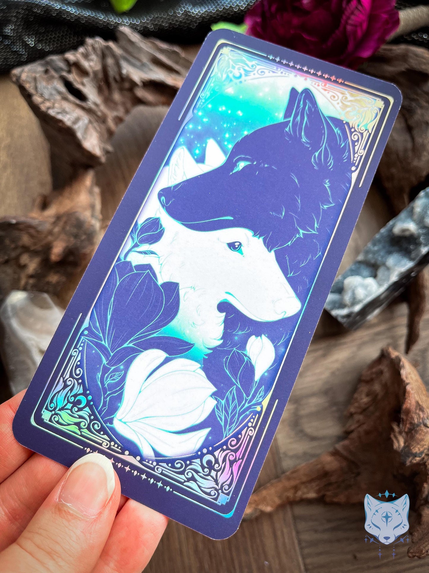 Yin Yang Wolves Holographic Bookmark