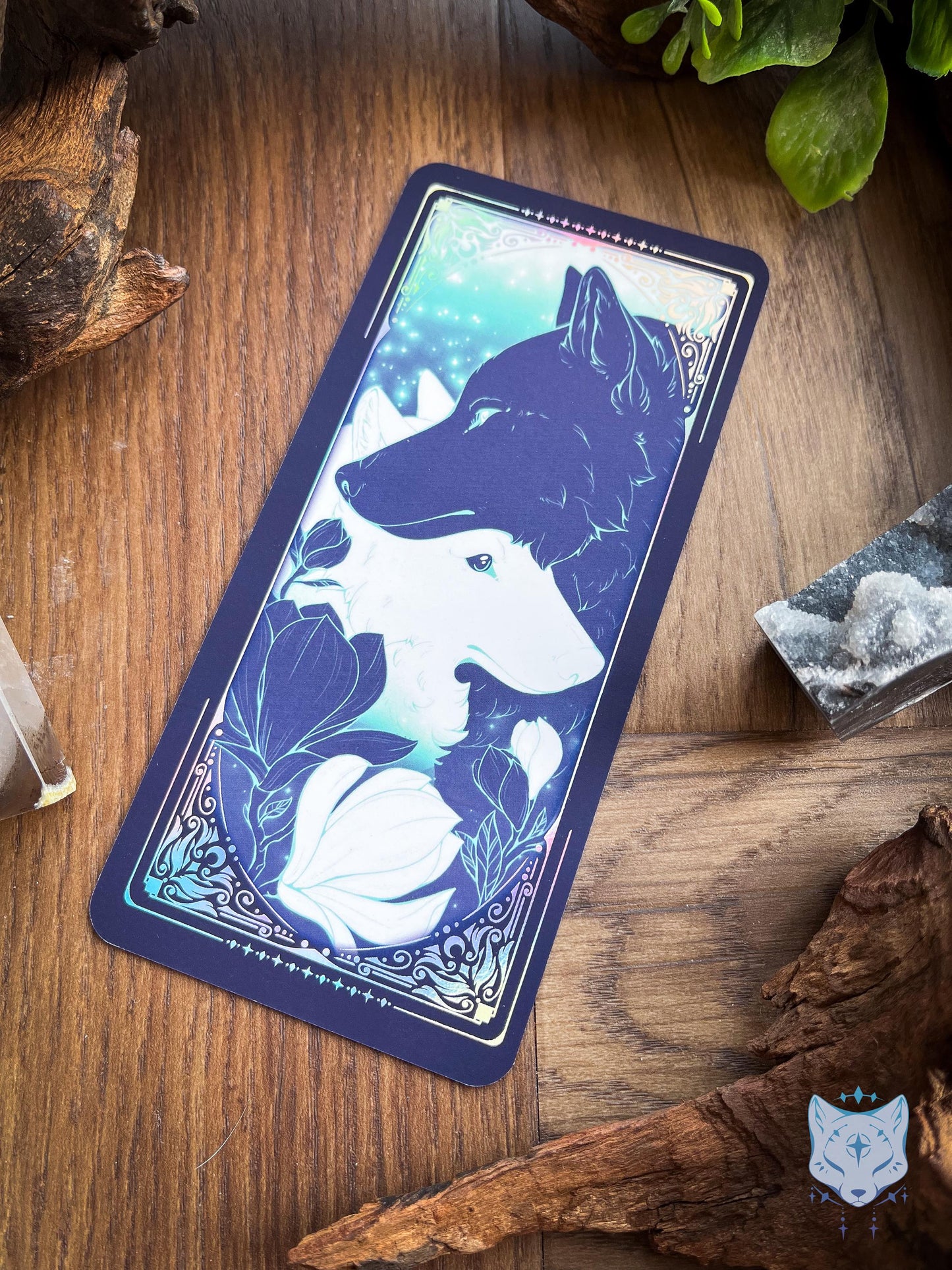 Yin Yang Wolves Holographic Bookmark