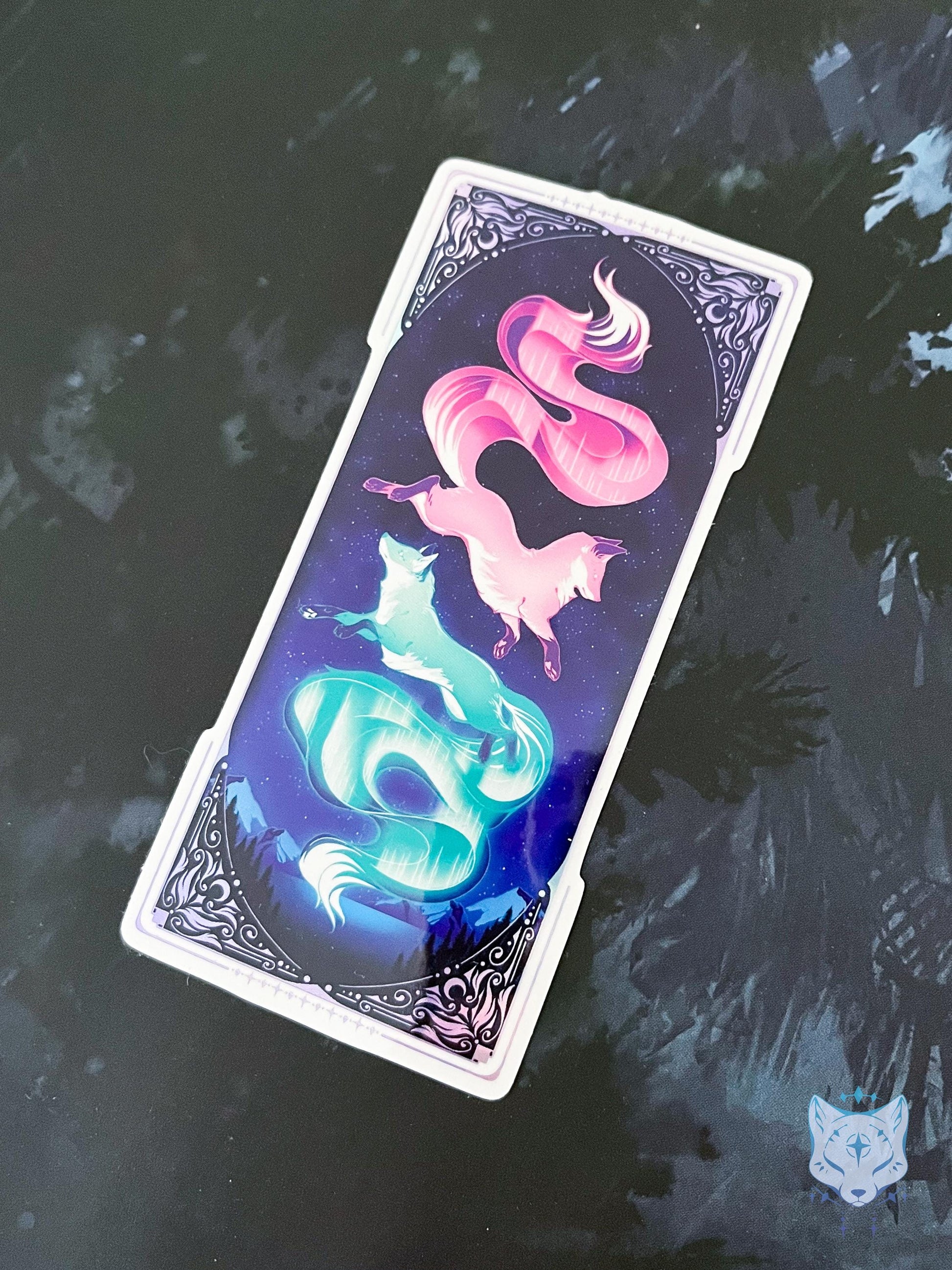 Northern Lights Foxes | Holographic Sticker 11.5cm tall