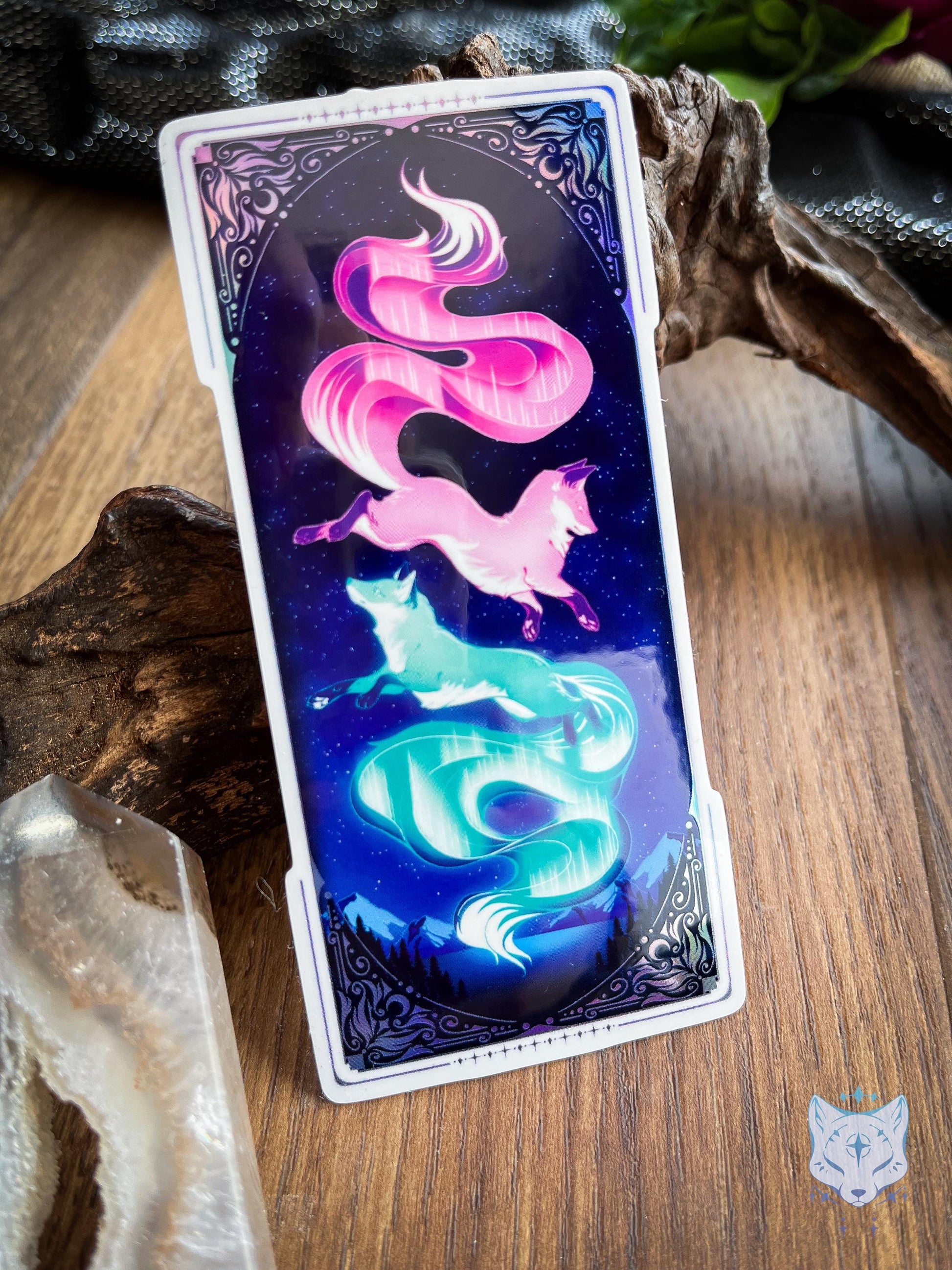 Northern Lights Foxes | Holographic Sticker 11.5cm tall