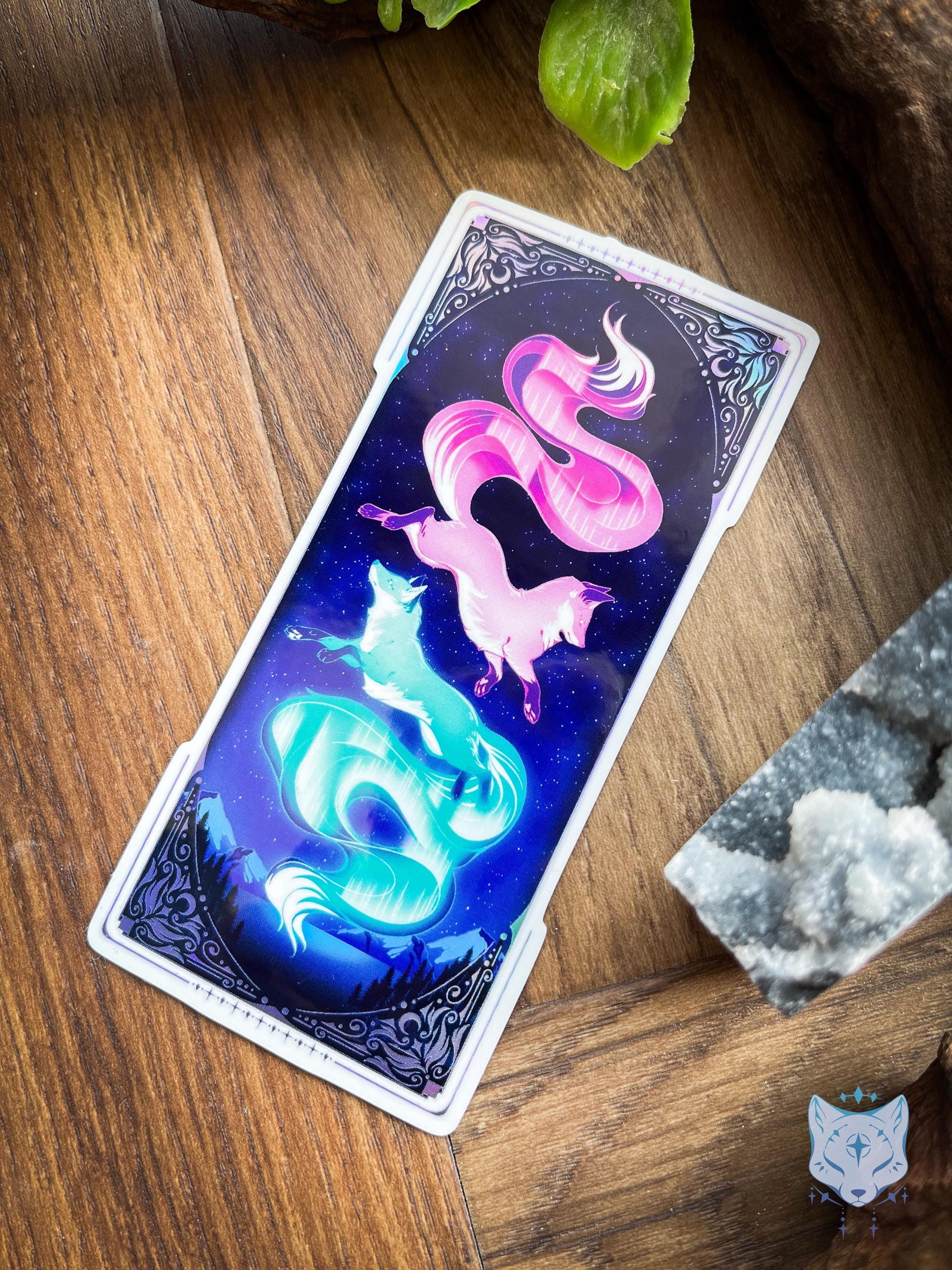 Northern Lights Foxes | Holographic Sticker 11.5cm tall
